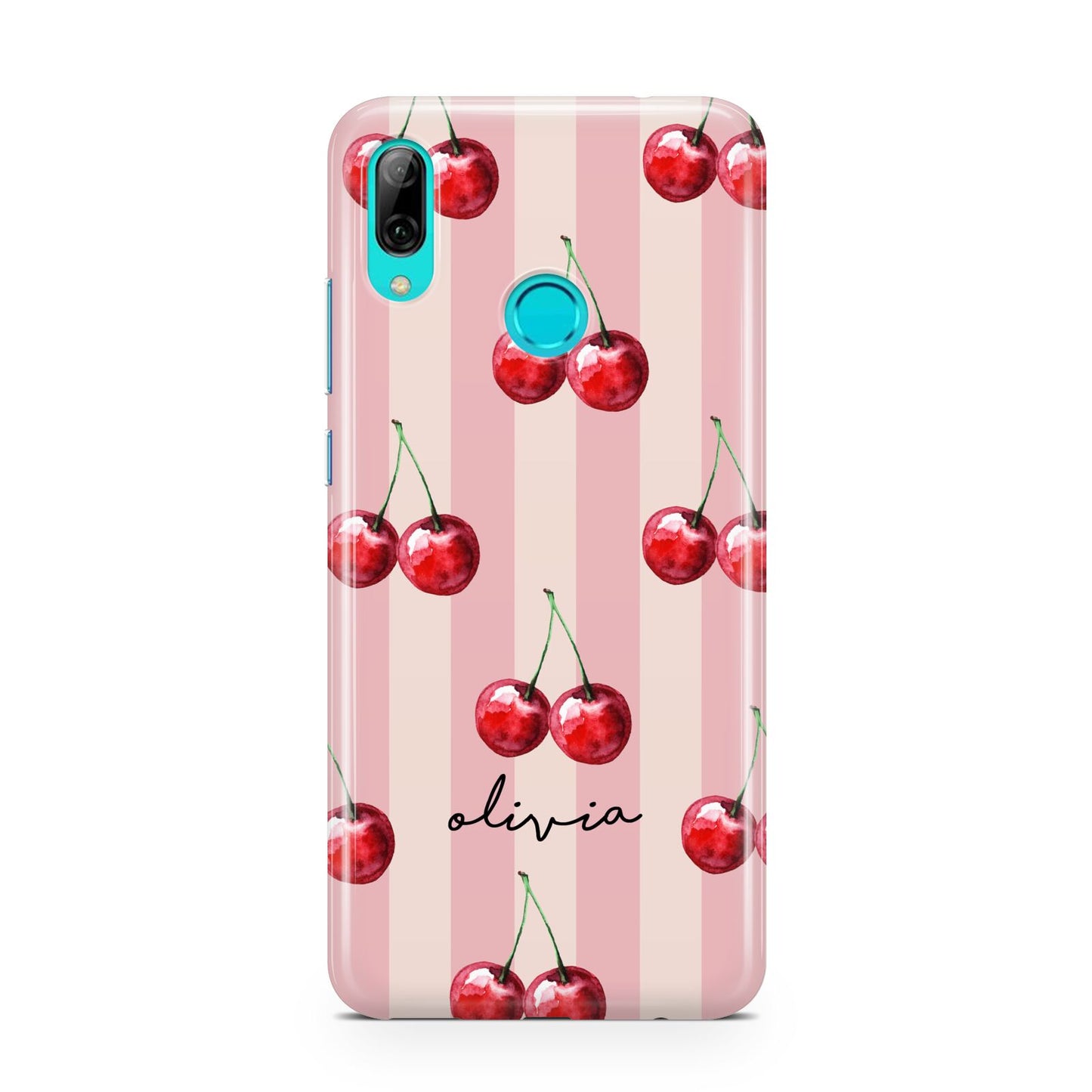 Pink Stripes with Cherries and Text Huawei P Smart 2019 Case