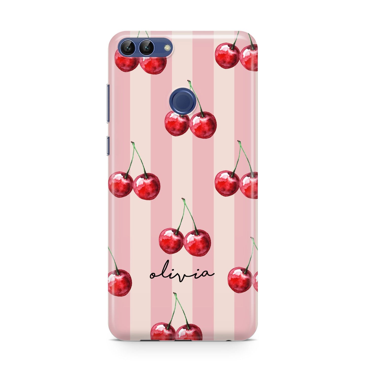 Pink Stripes with Cherries and Text Huawei P Smart Case