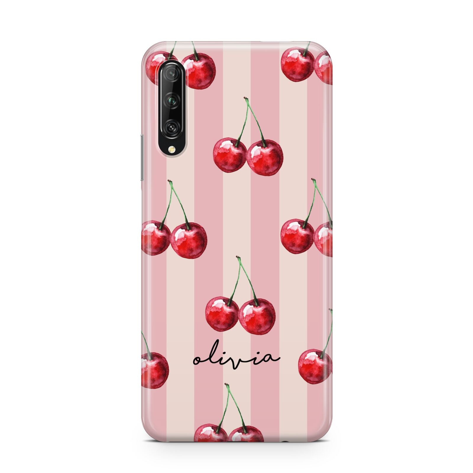 Pink Stripes with Cherries and Text Huawei P Smart Pro 2019