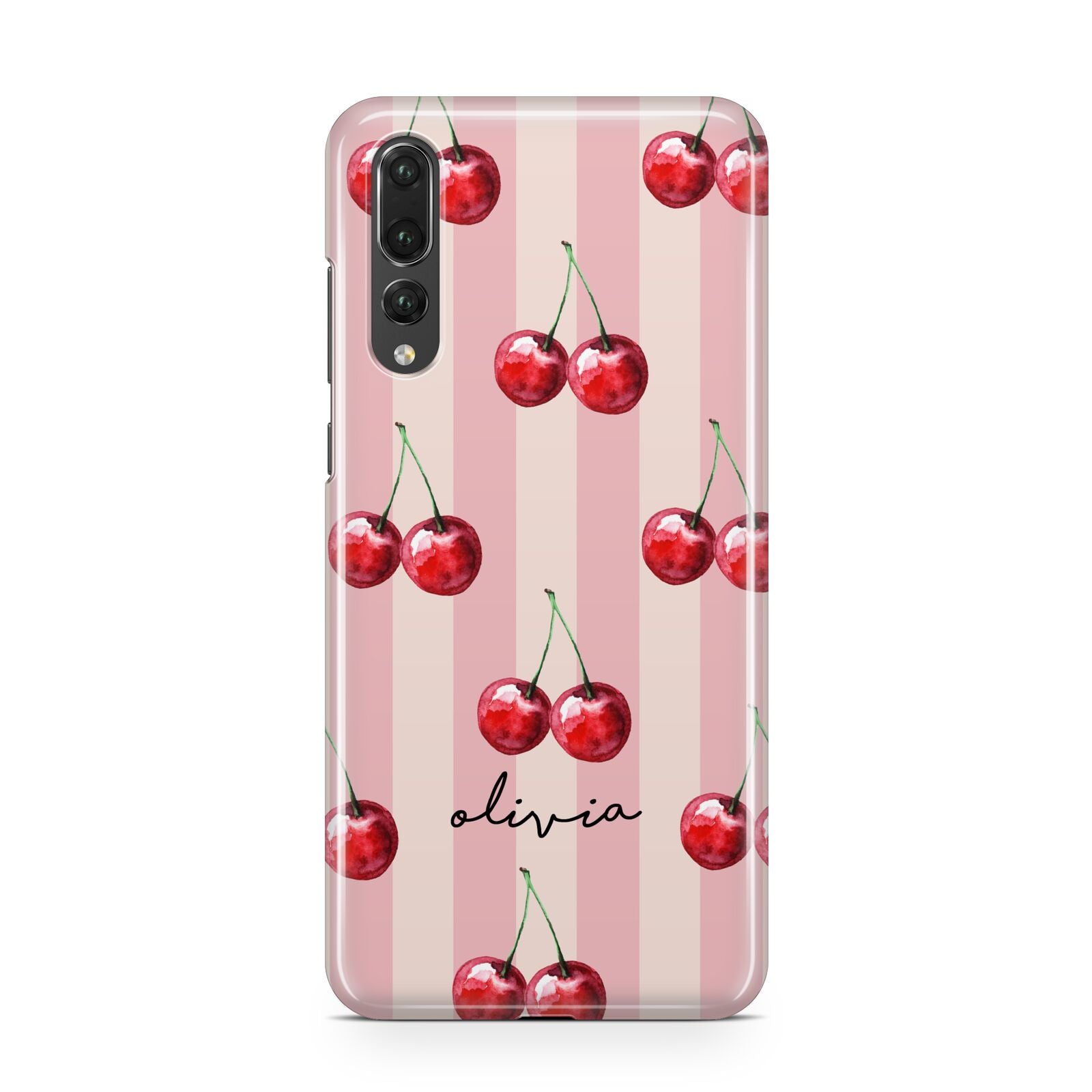 Pink Stripes with Cherries and Text Huawei P20 Pro Phone Case