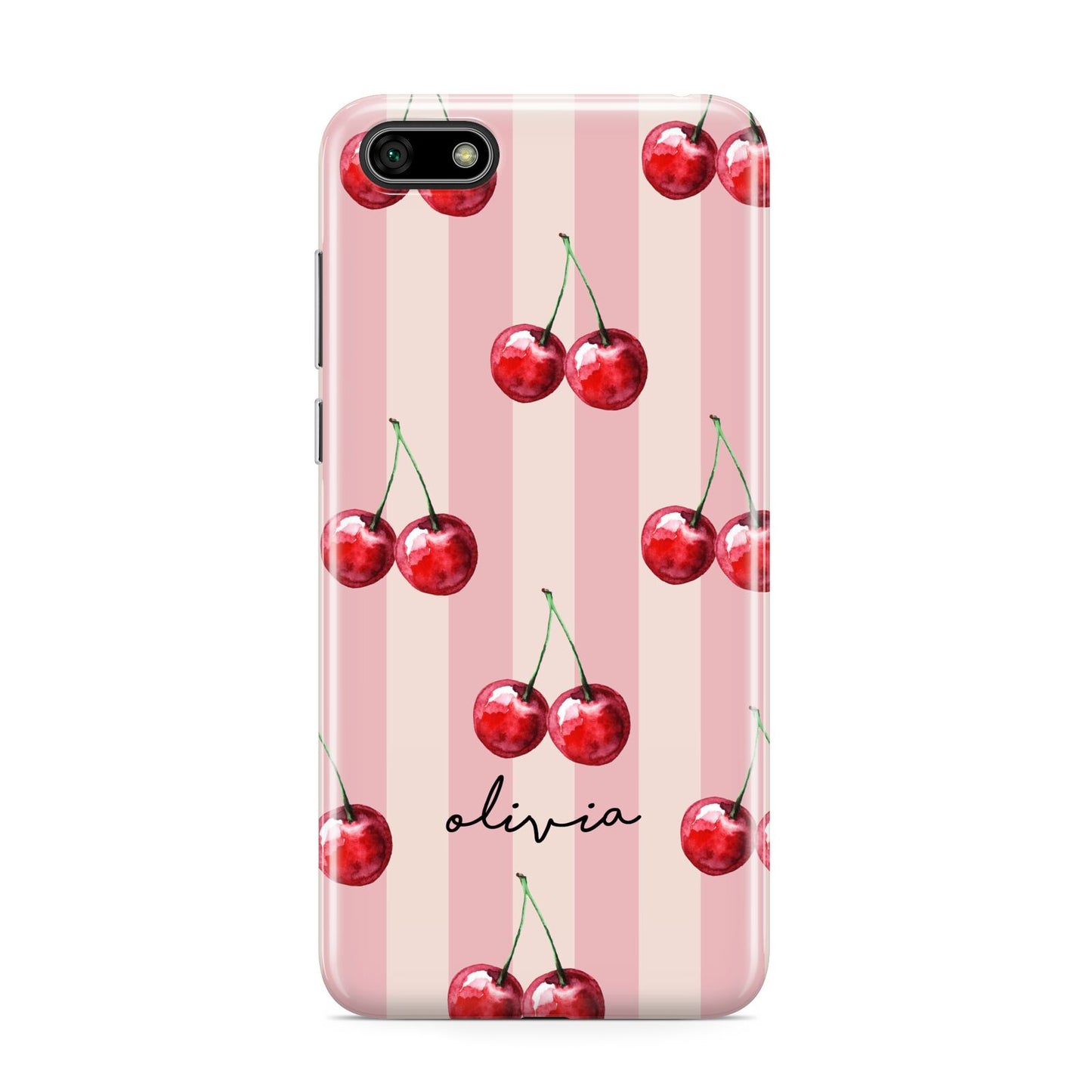 Pink Stripes with Cherries and Text Huawei Y5 Prime 2018 Phone Case