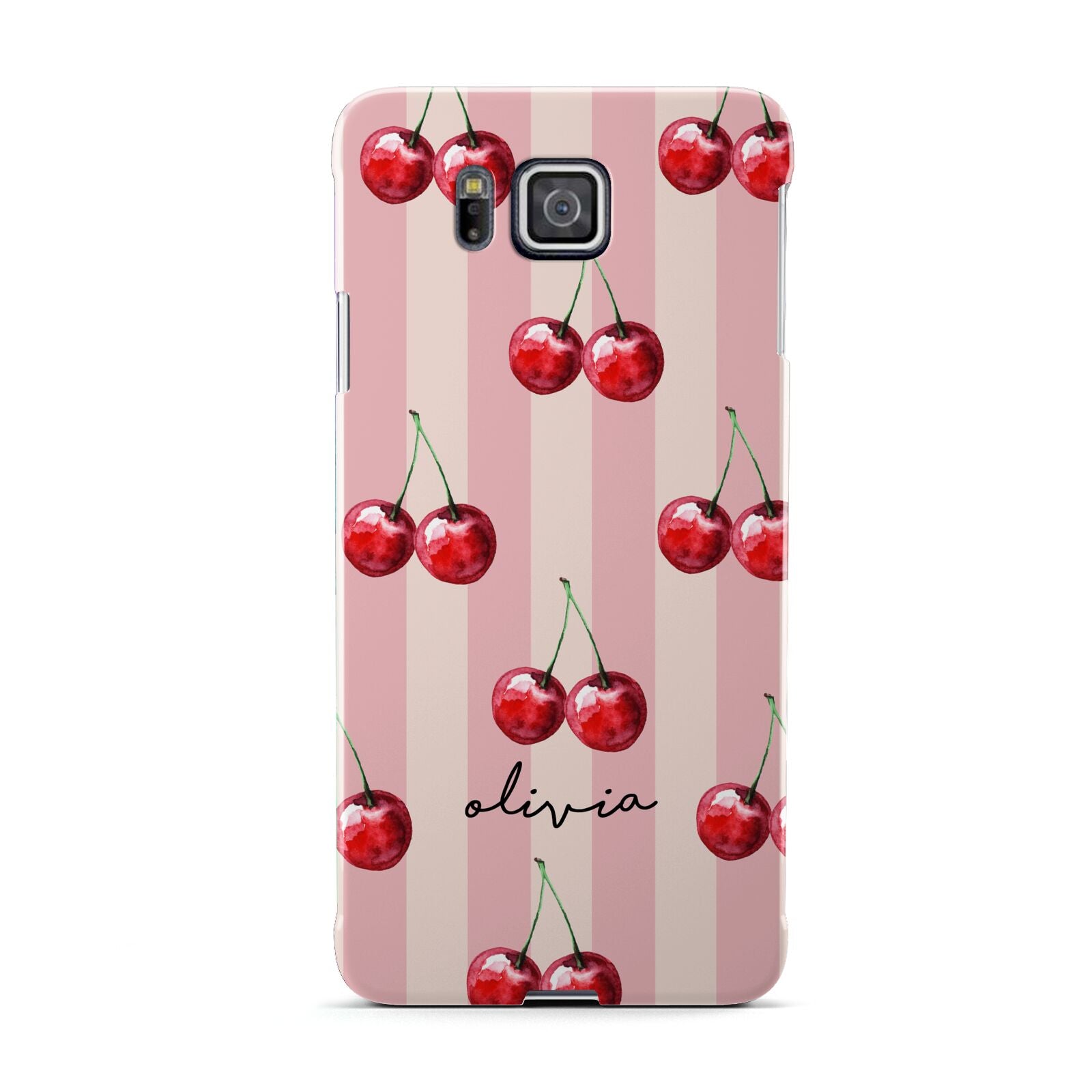 Pink Stripes with Cherries and Text Samsung Galaxy Alpha Case