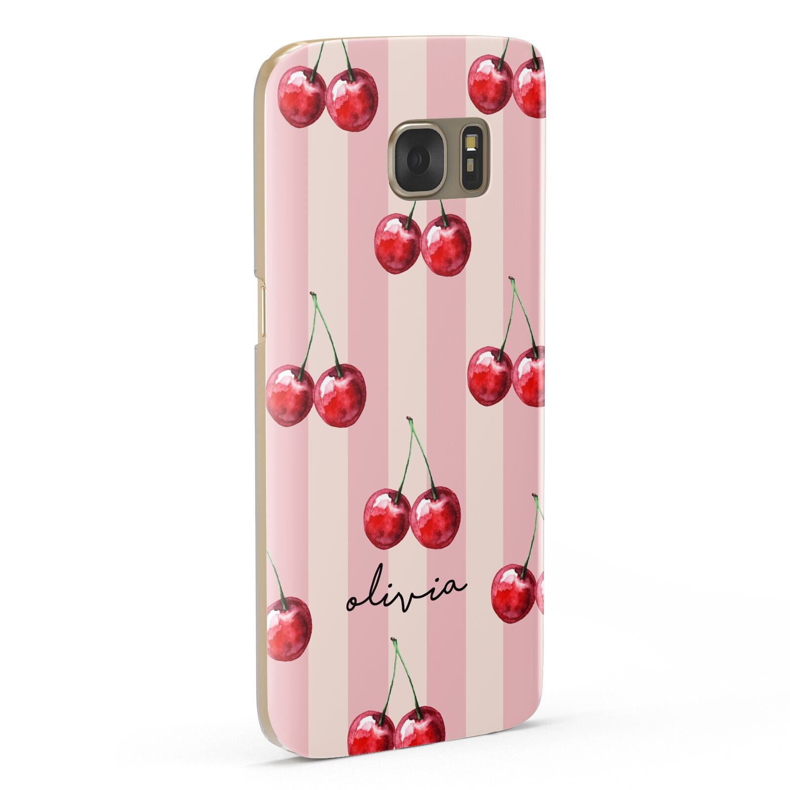 Pink Stripes with Cherries and Text Samsung Galaxy Case Fourty Five Degrees