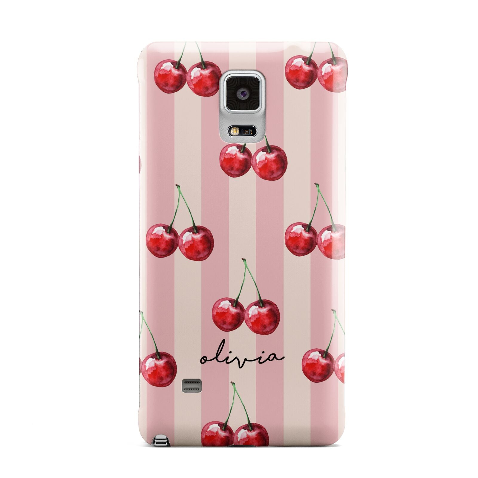 Pink Stripes with Cherries and Text Samsung Galaxy Note 4 Case