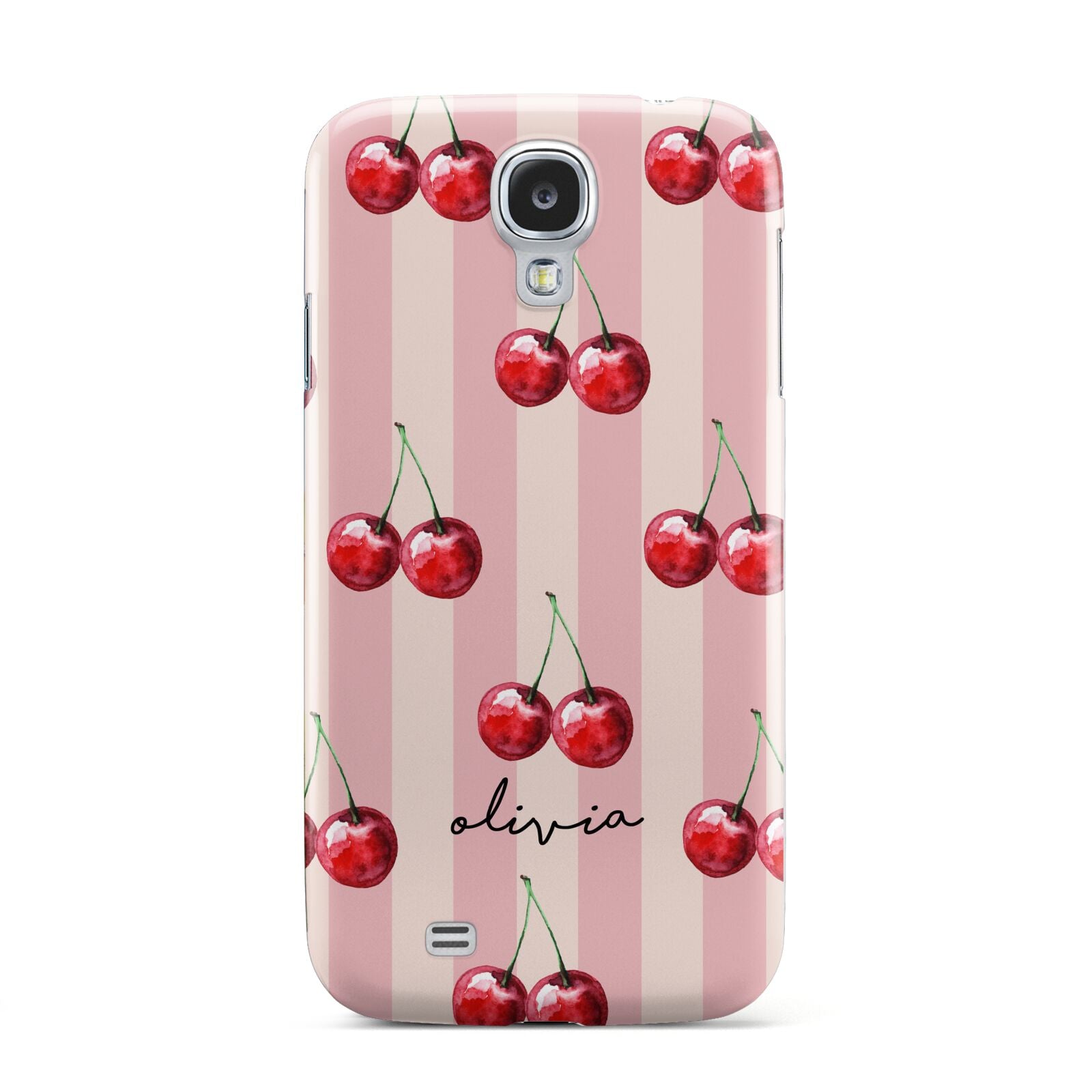 Pink Stripes with Cherries and Text Samsung Galaxy S4 Case