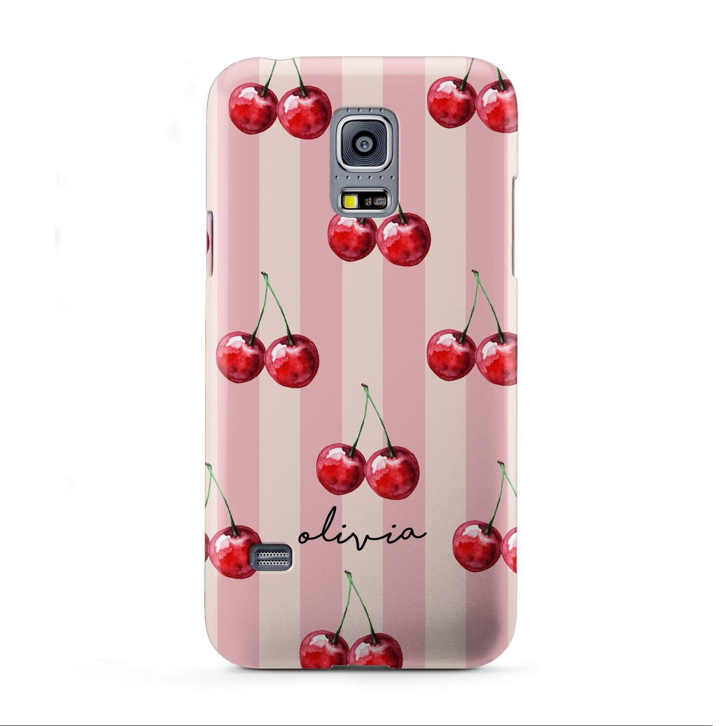 Pink Stripes with Cherries and Text Samsung Galaxy S5 Mini Case