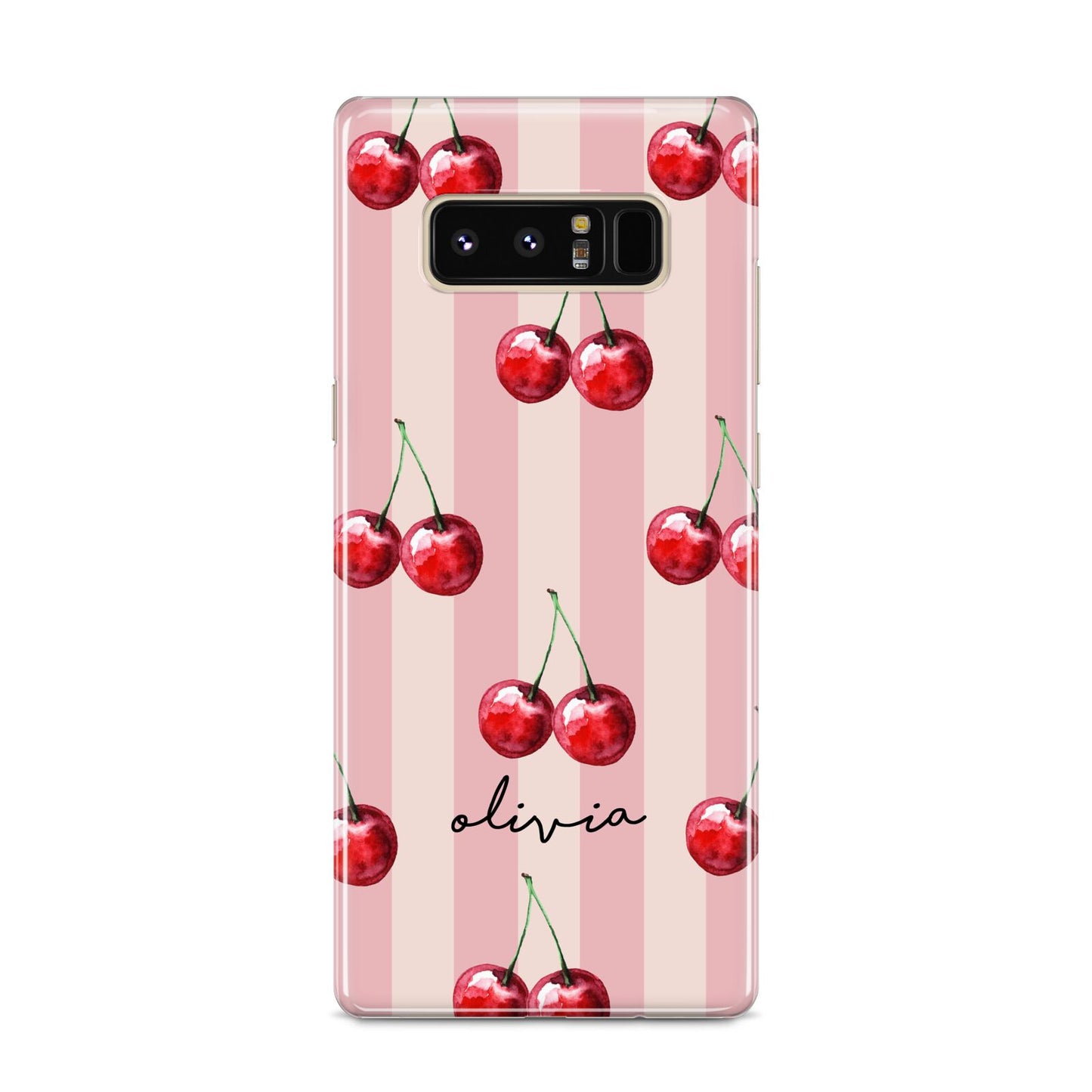 Pink Stripes with Cherries and Text Samsung Galaxy S8 Case