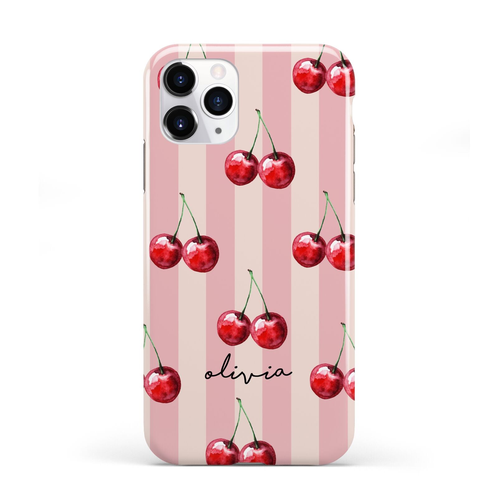 Pink Stripes with Cherries and Text iPhone 11 Pro 3D Tough Case