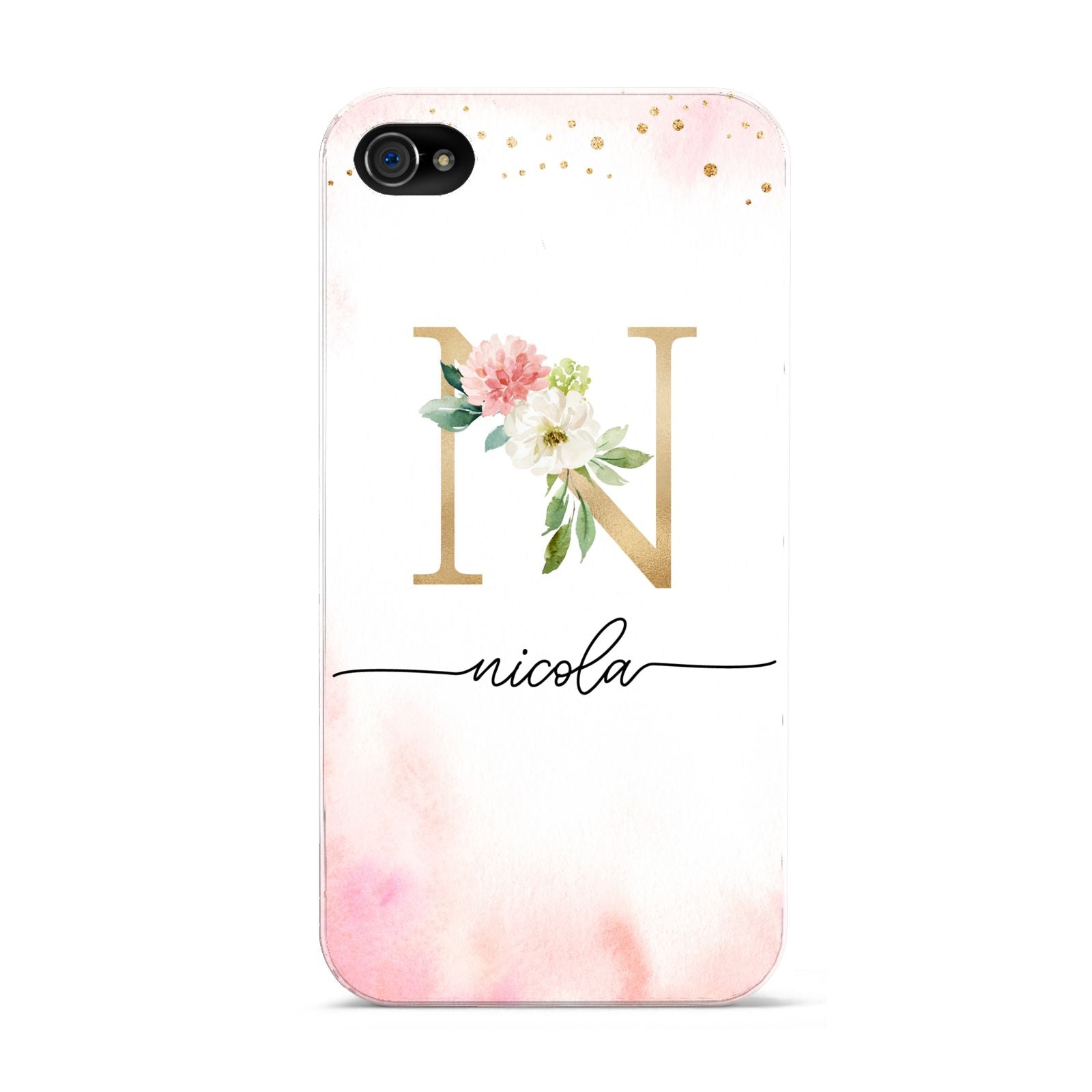 Pink Watercolour Monogram Apple iPhone 4s Case