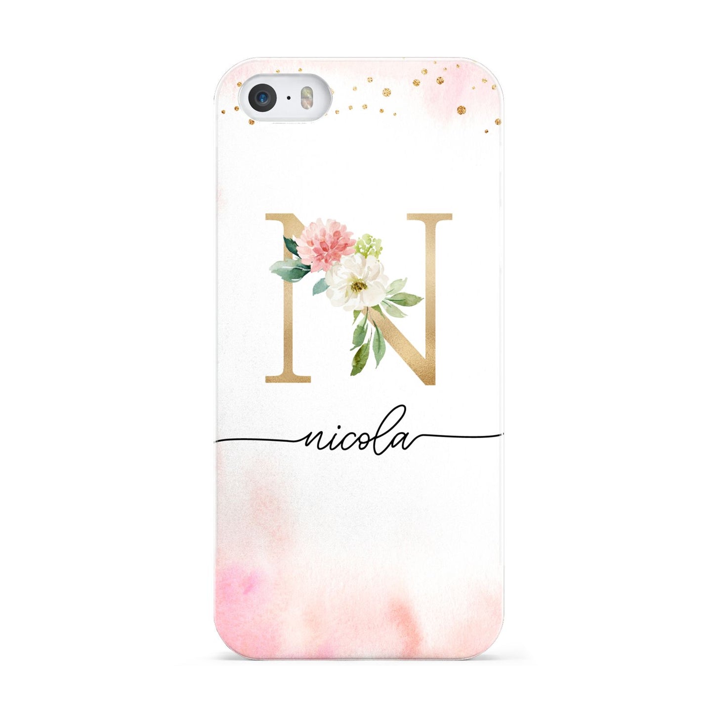 Pink Watercolour Monogram Apple iPhone 5 Case