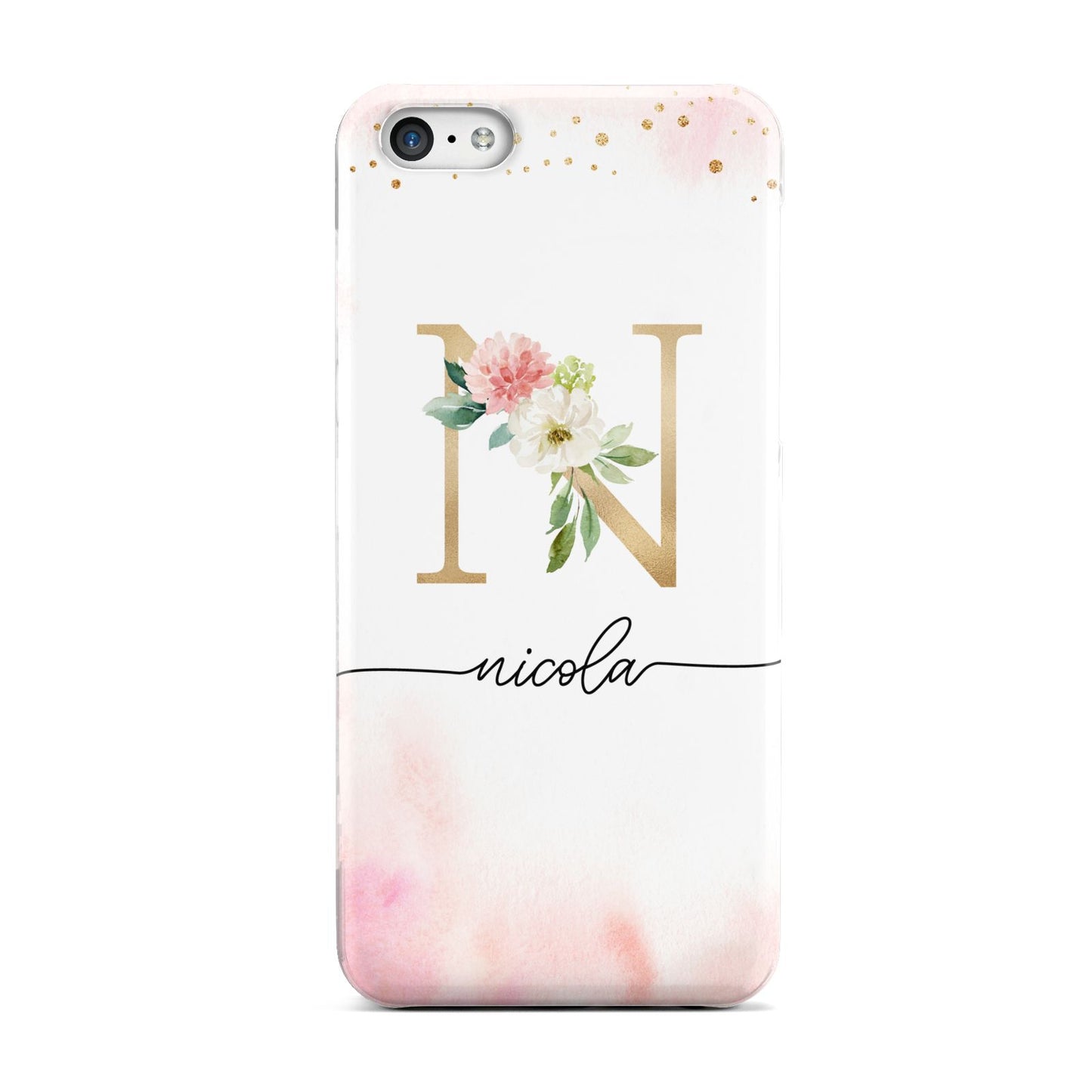 Pink Watercolour Monogram Apple iPhone 5c Case