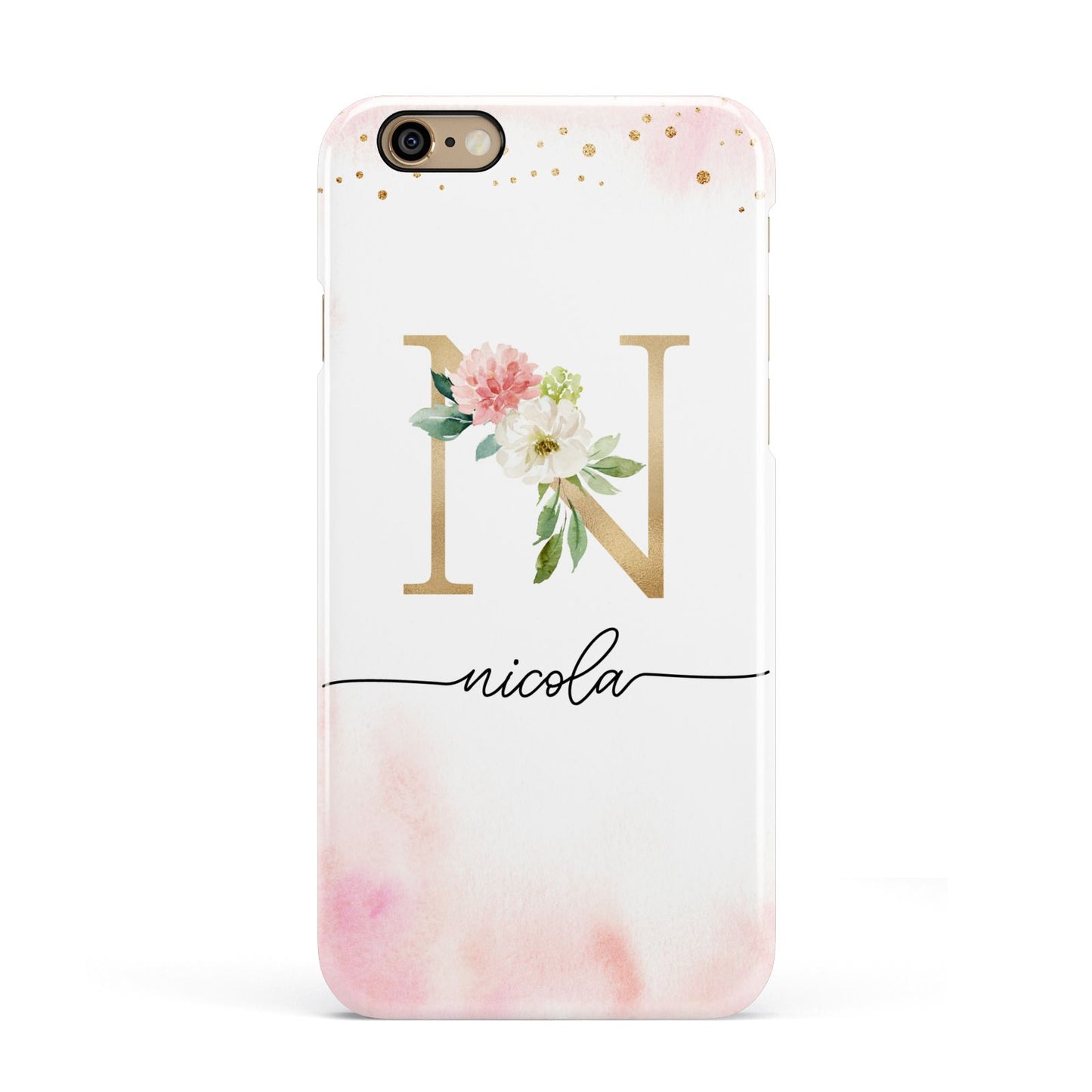 Pink Watercolour Monogram Apple iPhone 6 3D Snap Case