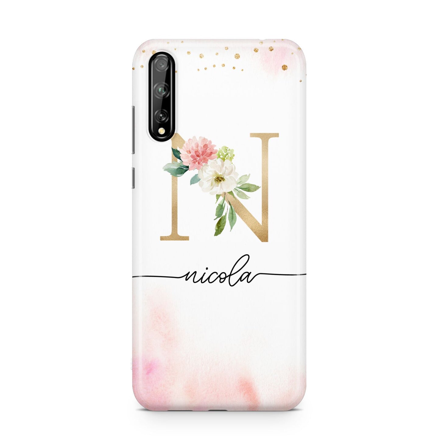 Pink Watercolour Monogram Huawei Enjoy 10s Phone Case