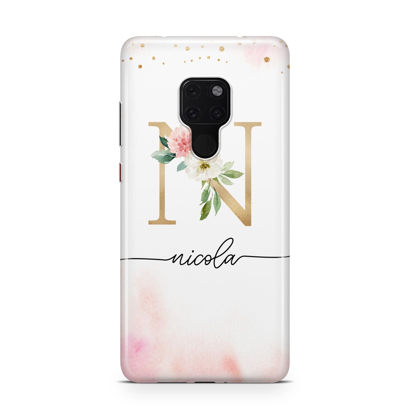 Pink Watercolour Monogram Huawei Mate 20 Phone Case