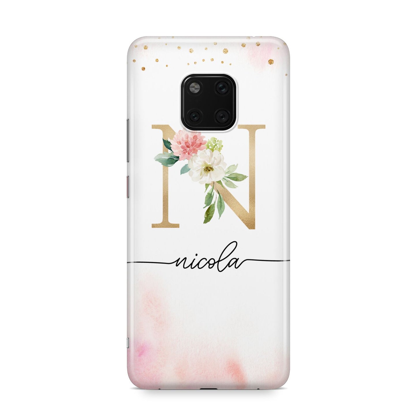 Pink Watercolour Monogram Huawei Mate 20 Pro Phone Case