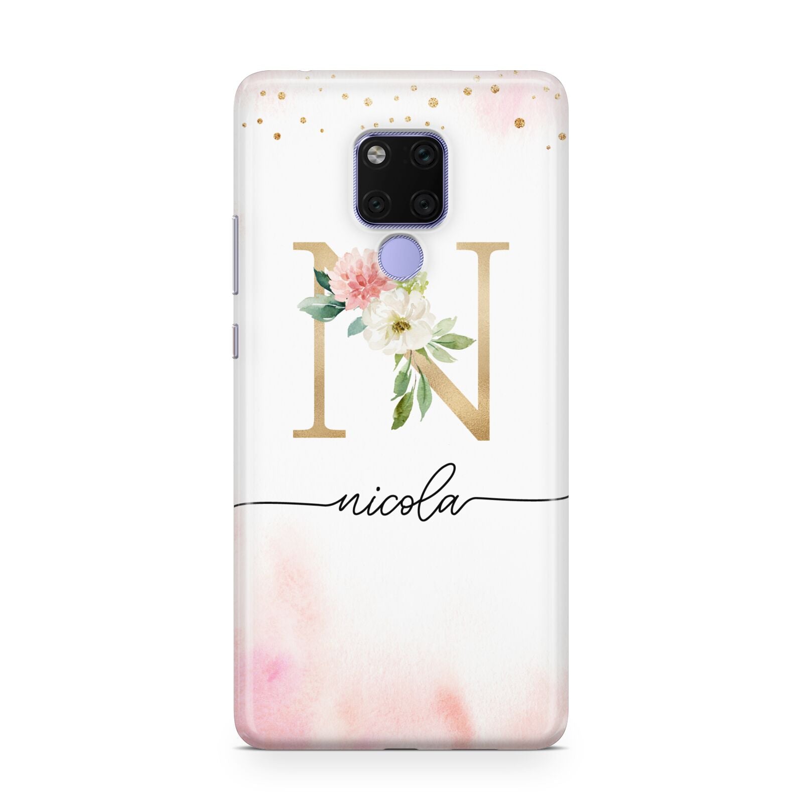 Pink Watercolour Monogram Huawei Mate 20X Phone Case