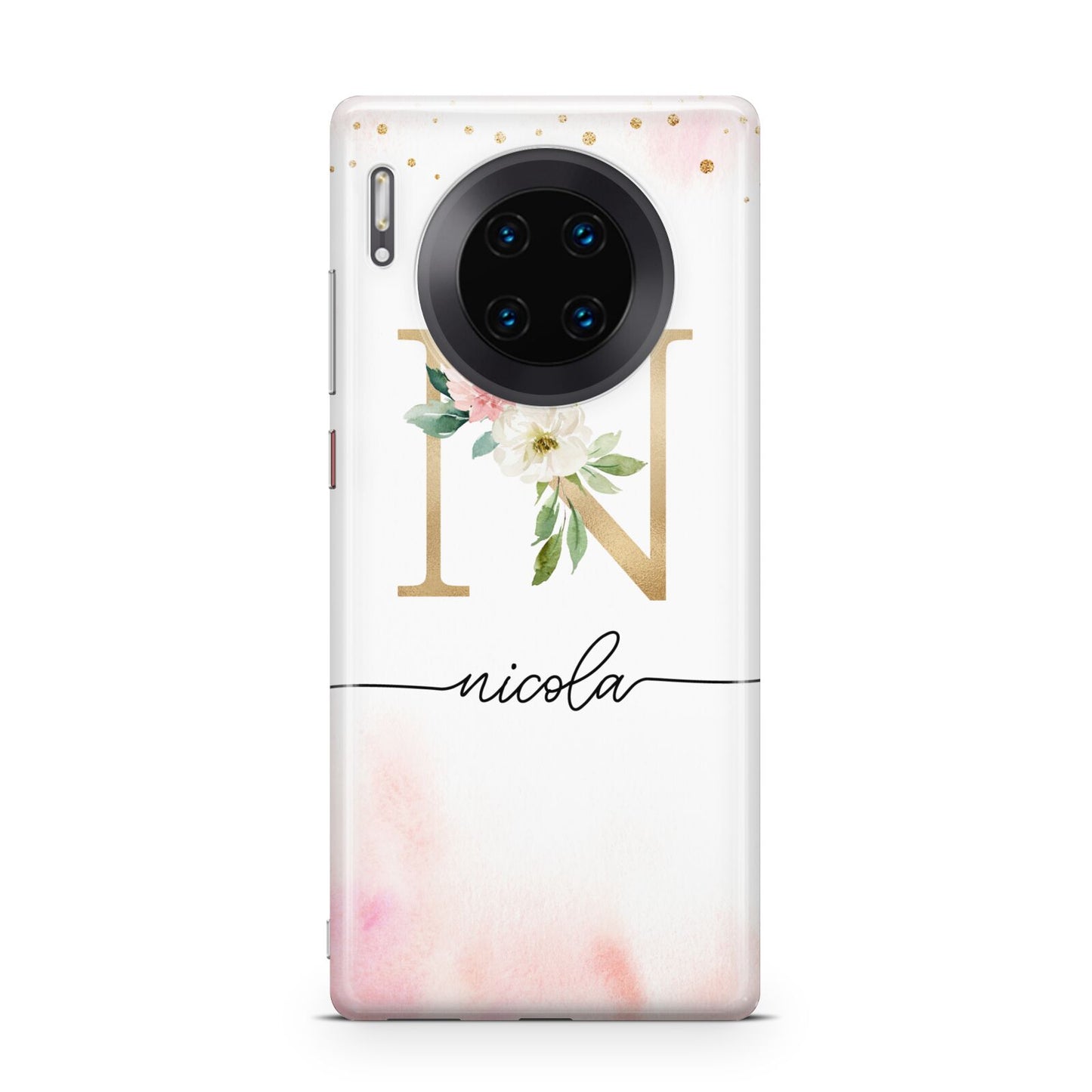 Pink Watercolour Monogram Huawei Mate 30 Pro Phone Case