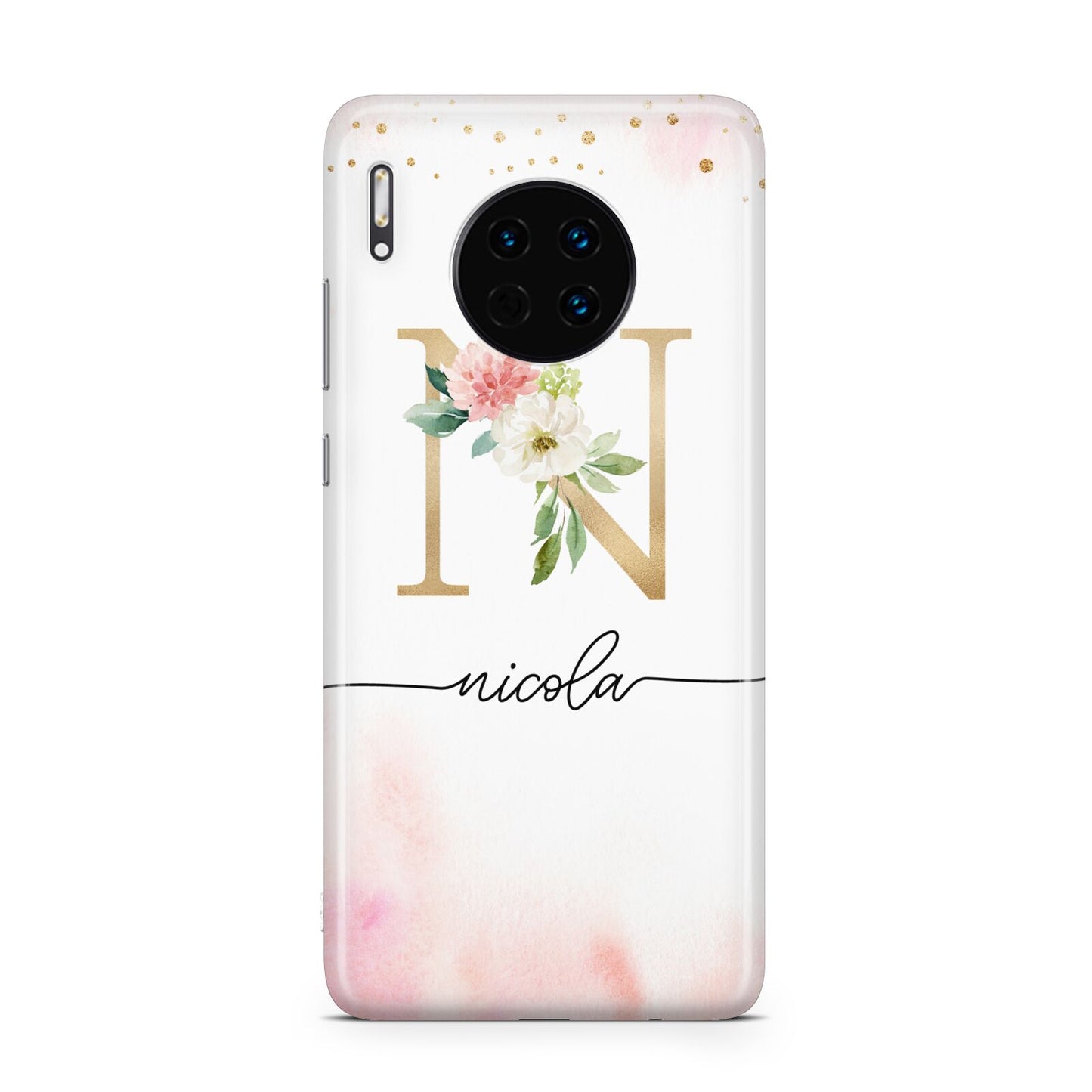 Pink Watercolour Monogram Huawei Mate 30