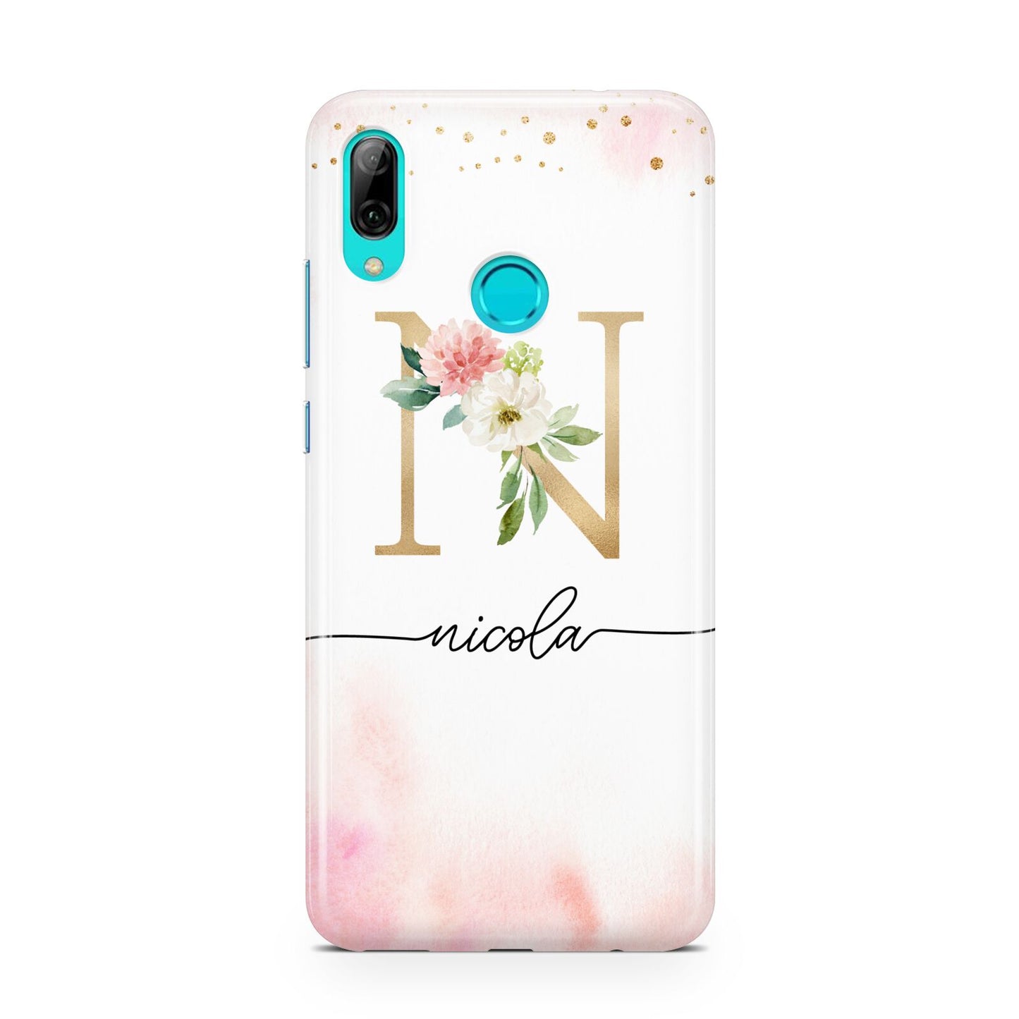 Pink Watercolour Monogram Huawei P Smart 2019 Case