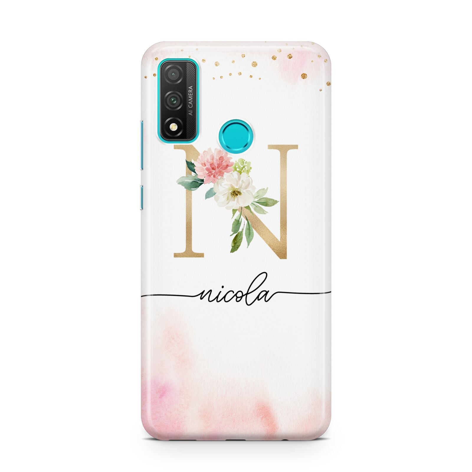 Pink Watercolour Monogram Huawei P Smart 2020