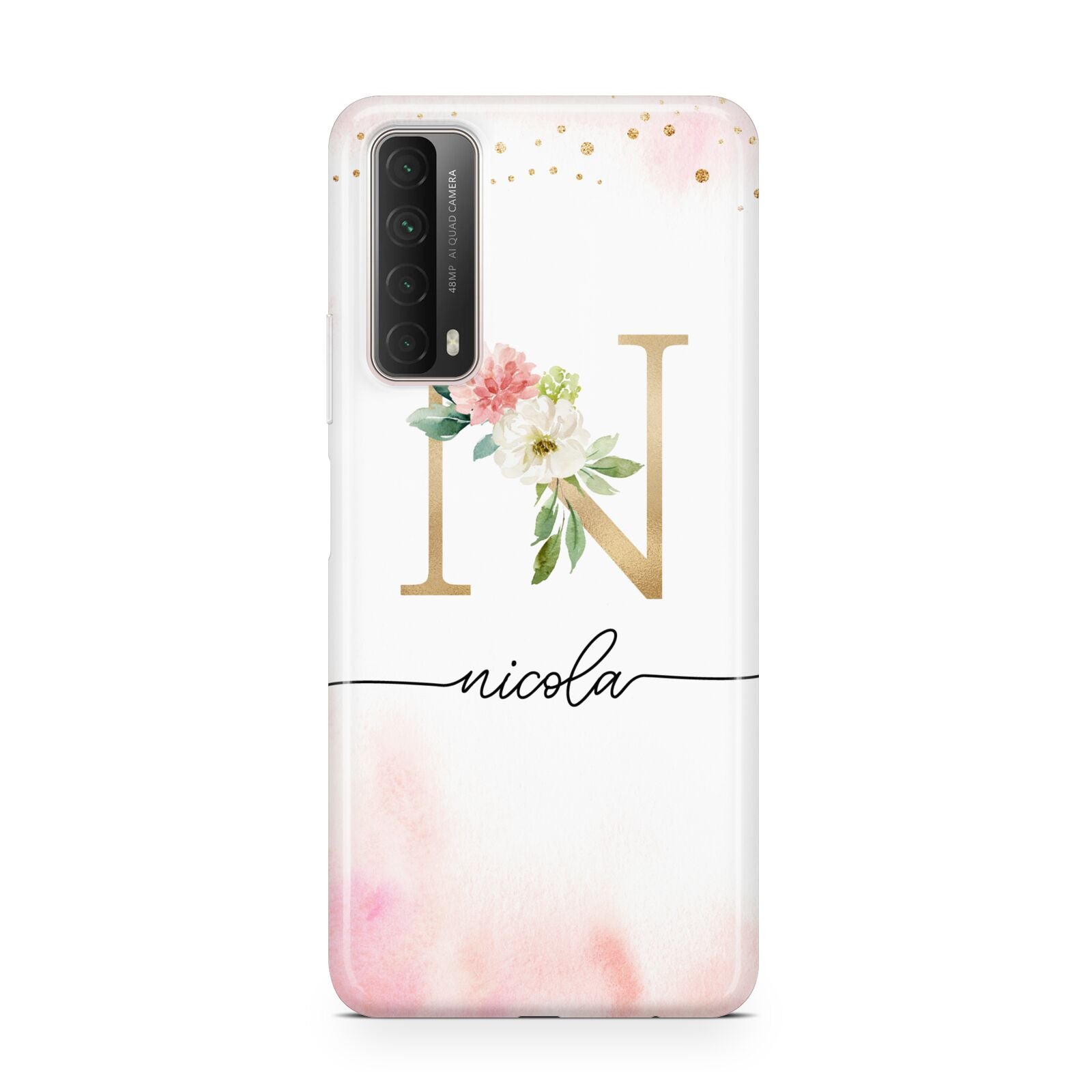 Pink Watercolour Monogram Huawei P Smart 2021