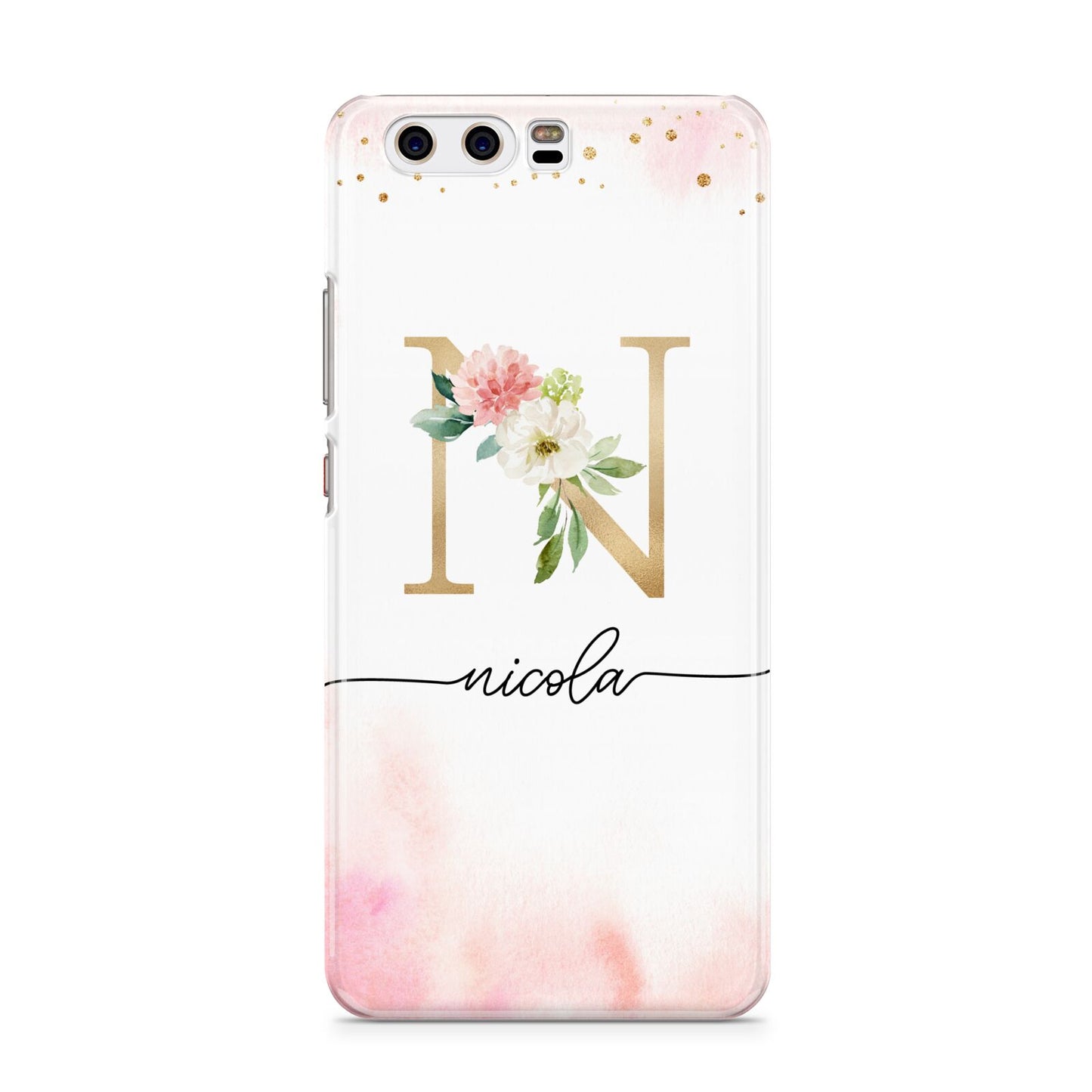 Pink Watercolour Monogram Huawei P10 Phone Case