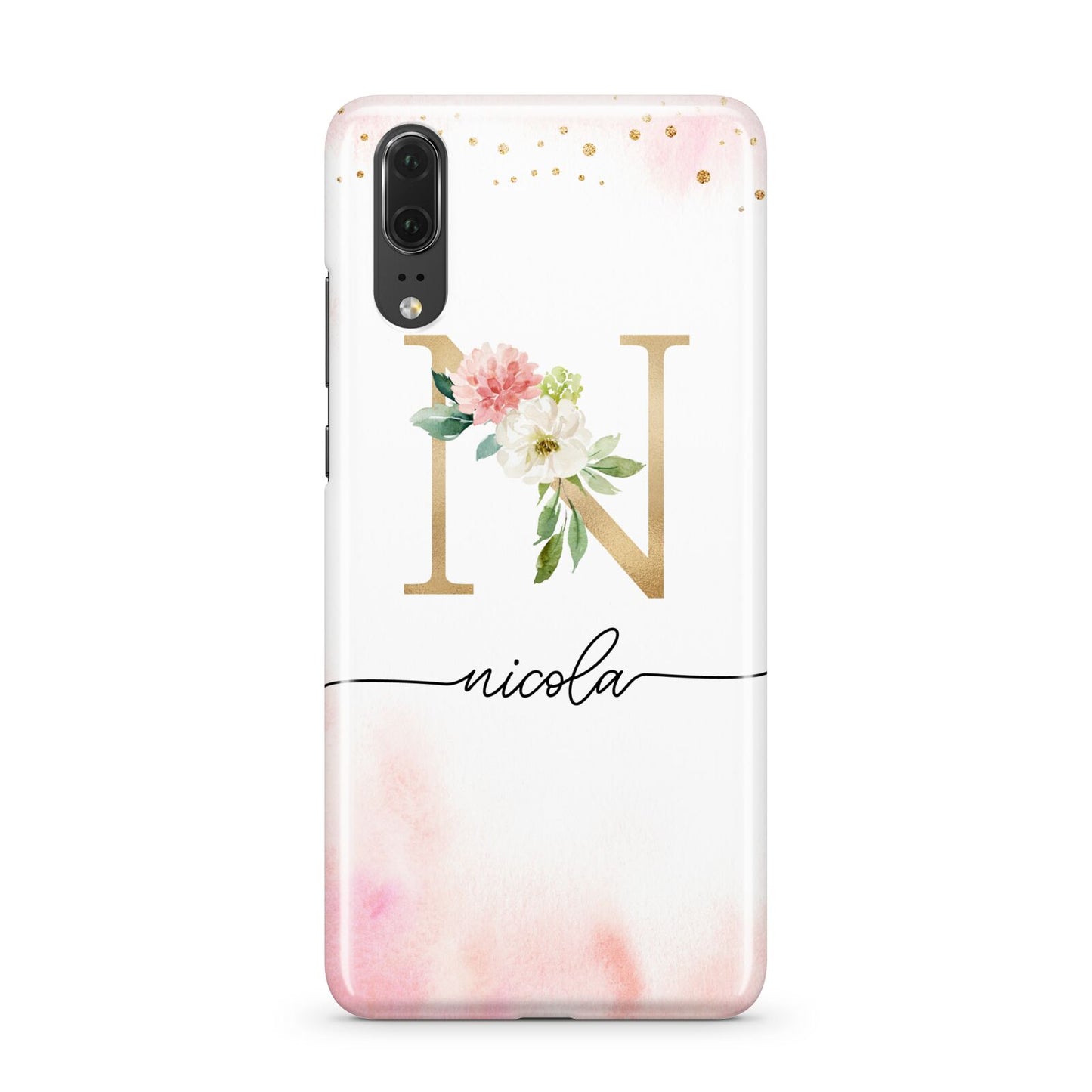 Pink Watercolour Monogram Huawei P20 Phone Case