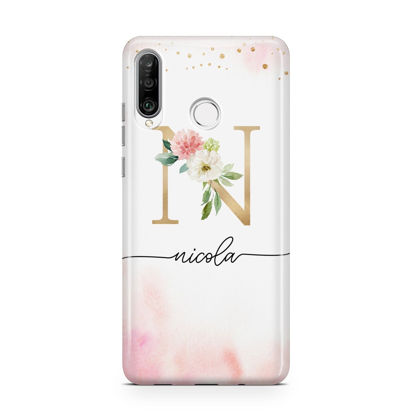 Pink Watercolour Monogram Huawei P30 Lite Phone Case