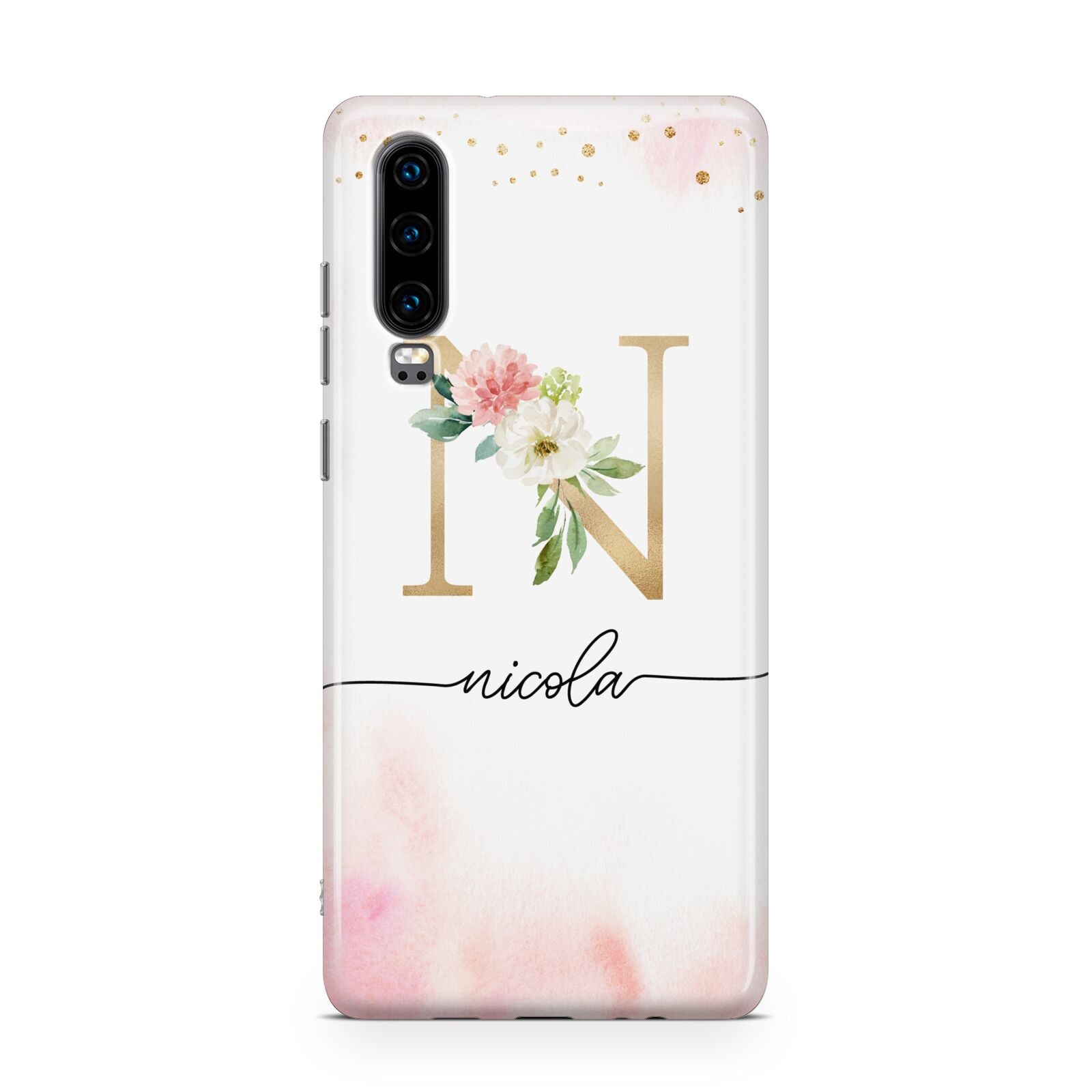 Pink Watercolour Monogram Huawei P30 Phone Case