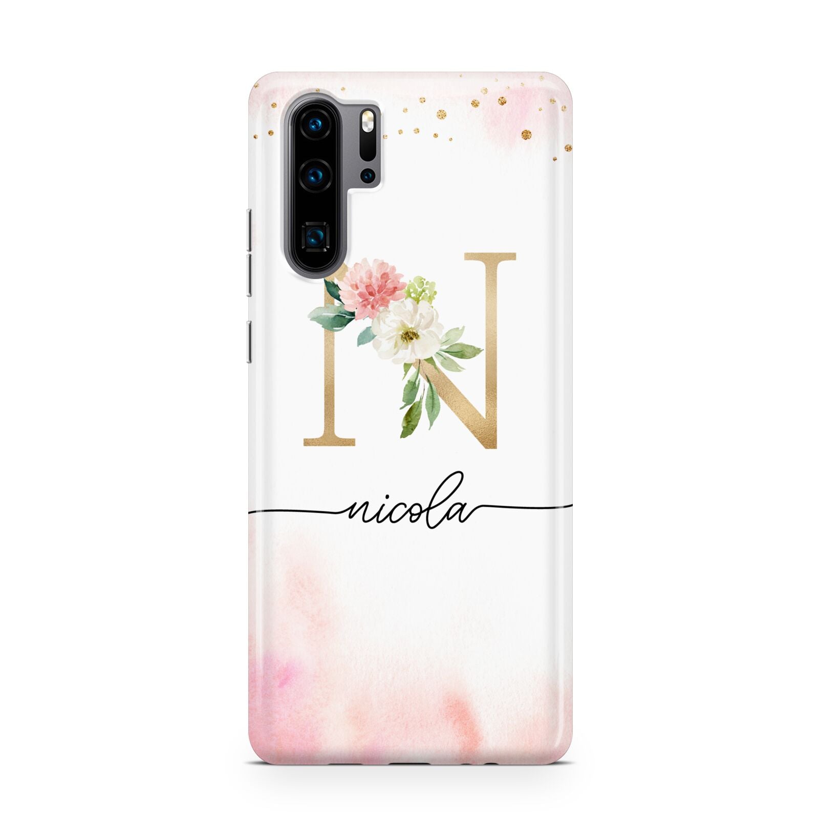 Pink Watercolour Monogram Huawei P30 Pro Phone Case