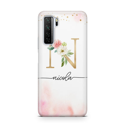 Pink Watercolour Monogram Huawei P40 Lite 5G Phone Case