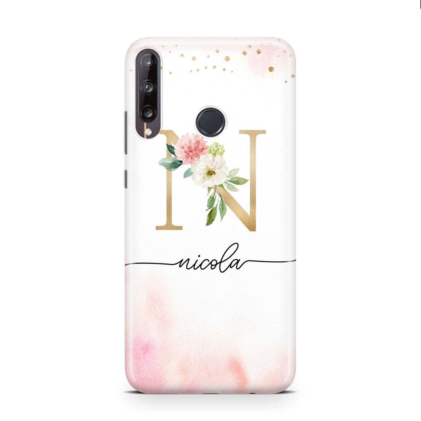 Pink Watercolour Monogram Huawei P40 Lite E Phone Case