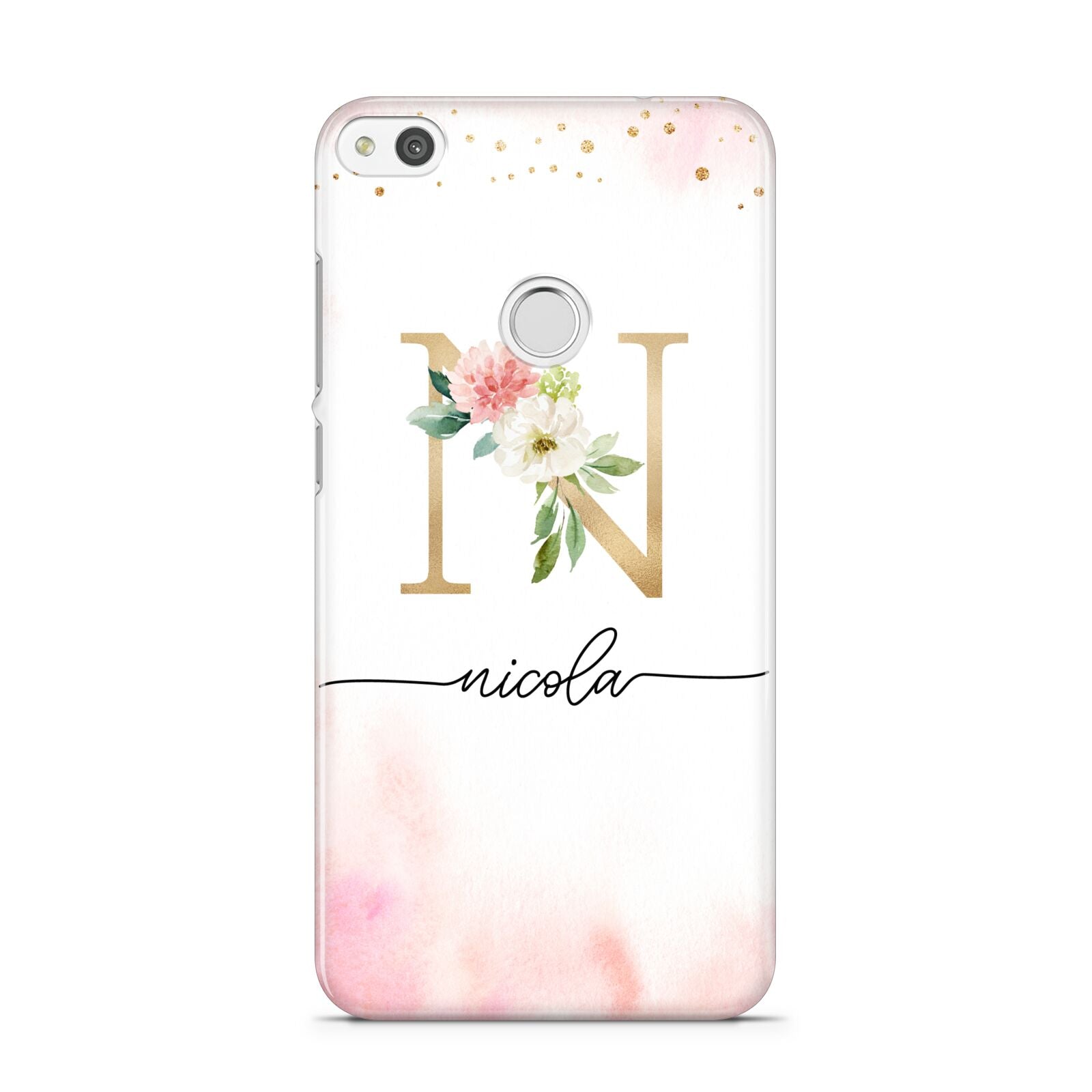 Pink Watercolour Monogram Huawei P8 Lite Case