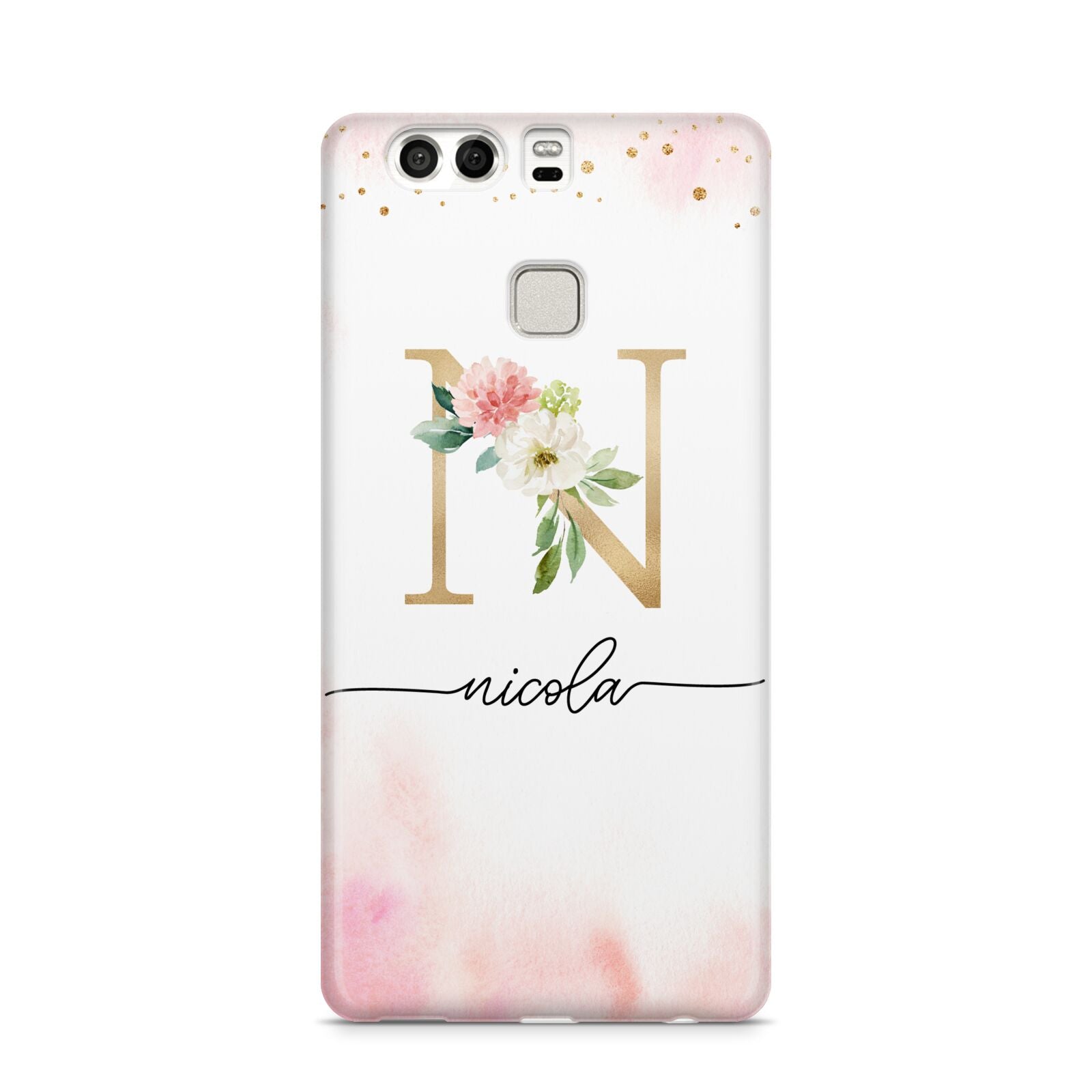 Pink Watercolour Monogram Huawei P9 Case