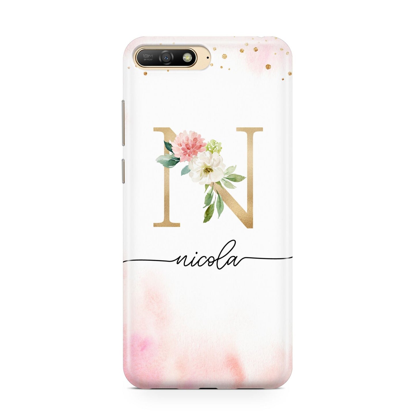 Pink Watercolour Monogram Huawei Y6 2018