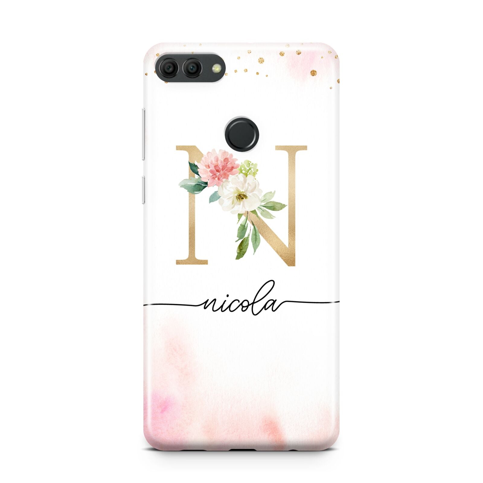 Pink Watercolour Monogram Huawei Y9 2018