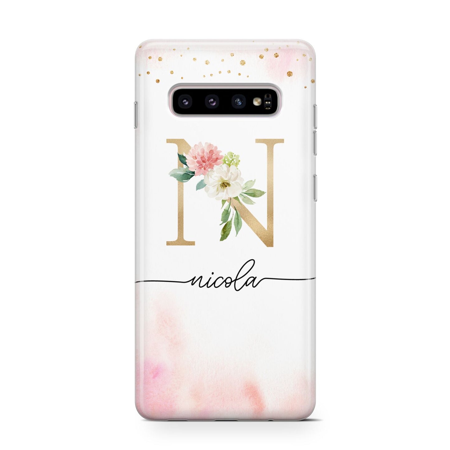 Pink Watercolour Monogram Protective Samsung Galaxy Case