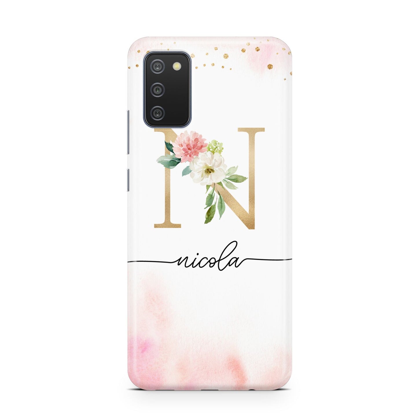 Pink Watercolour Monogram Samsung A02s Case