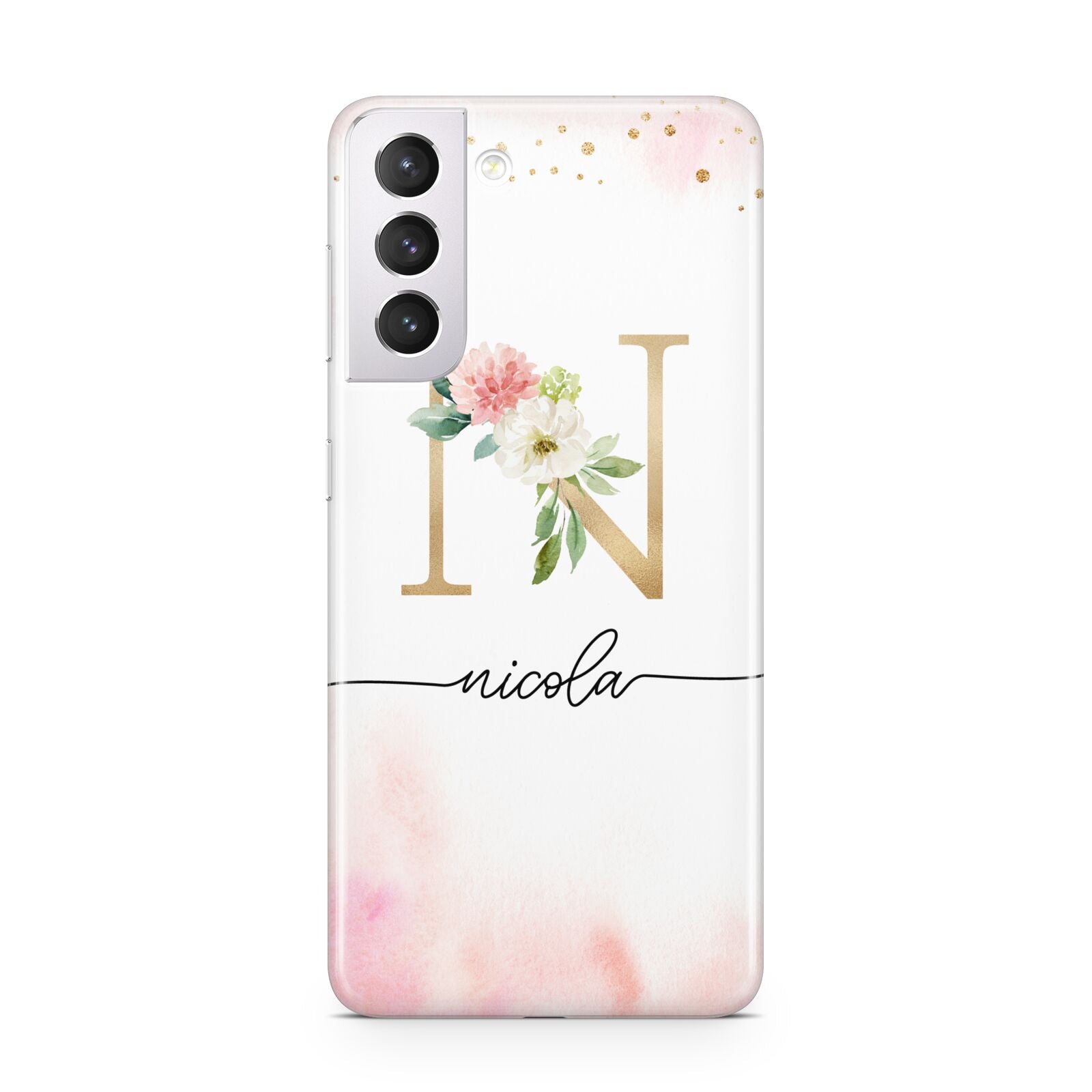 Pink Watercolour Monogram Samsung S21 Case