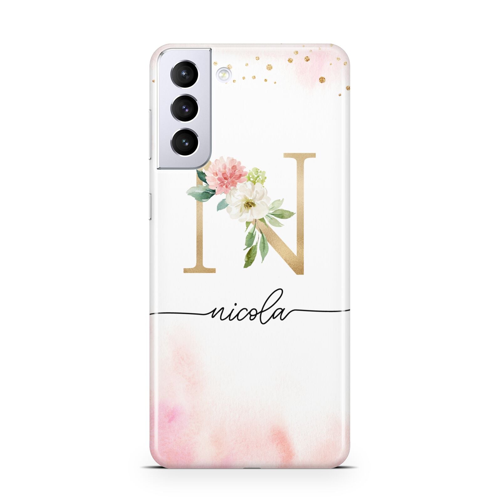 Pink Watercolour Monogram Samsung S21 Plus Case