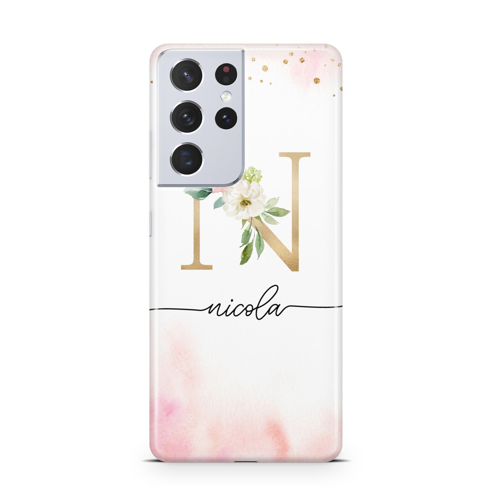 Pink Watercolour Monogram Samsung S21 Ultra Case