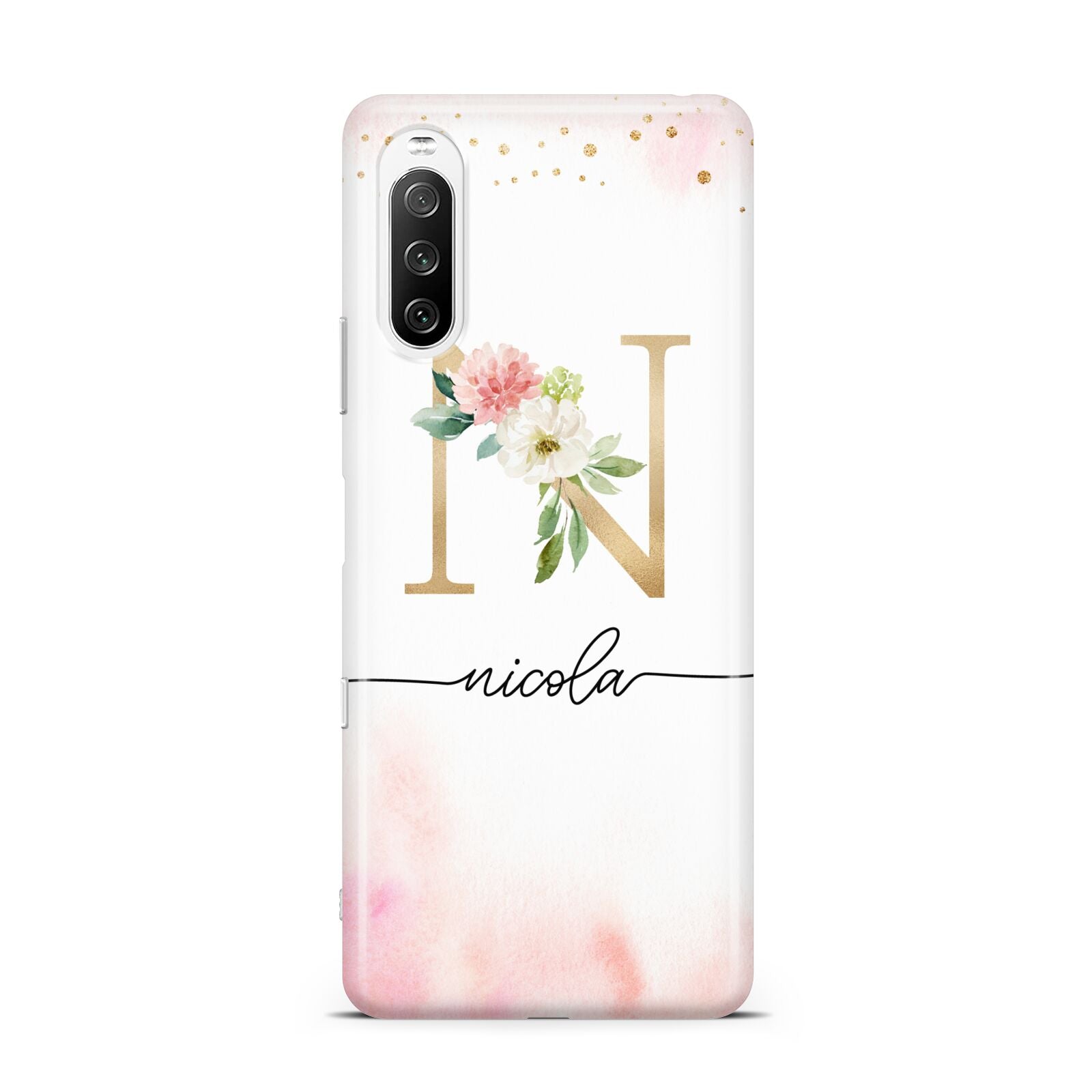 Pink Watercolour Monogram Sony Xperia 10 III Case