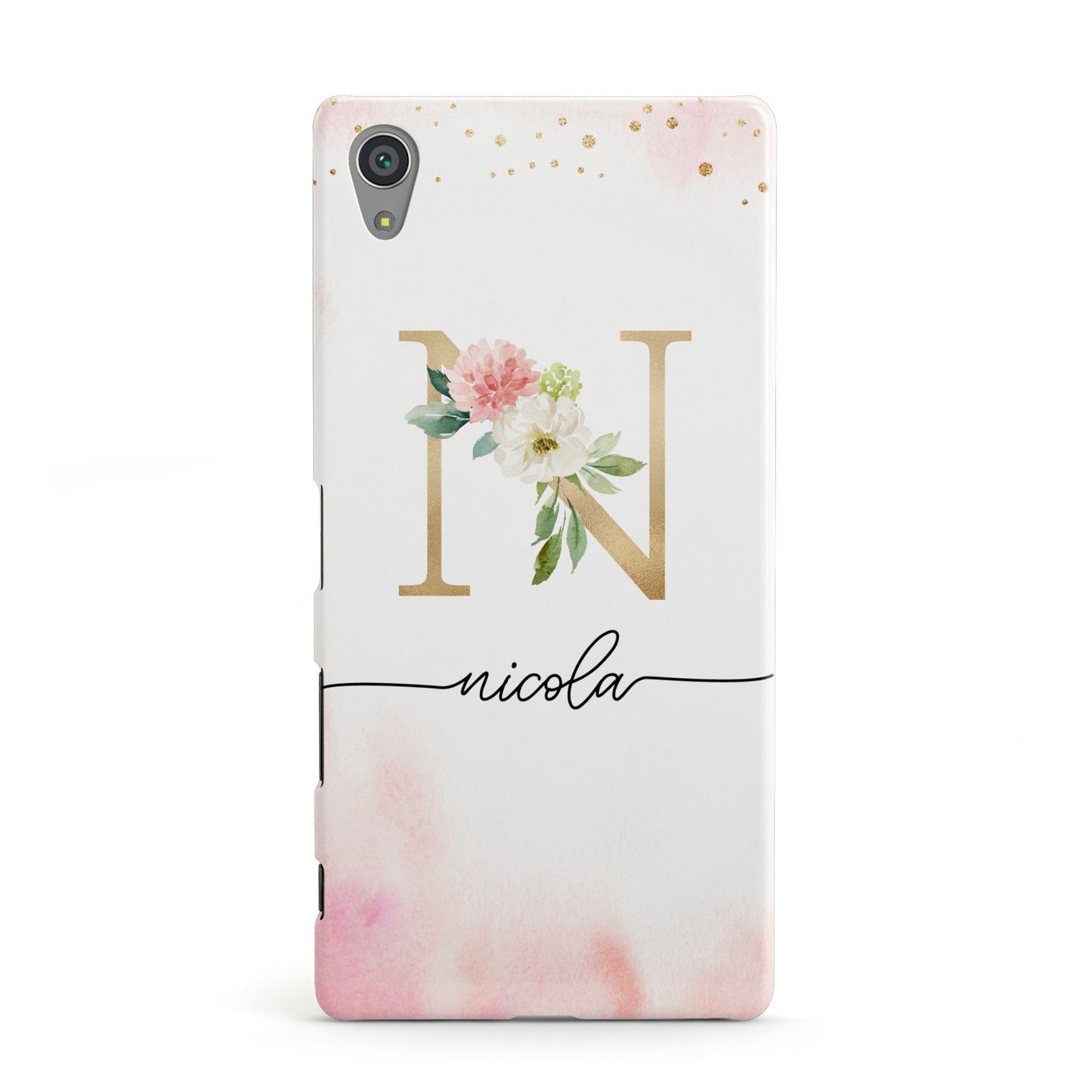 Pink Watercolour Monogram Sony Xperia Case