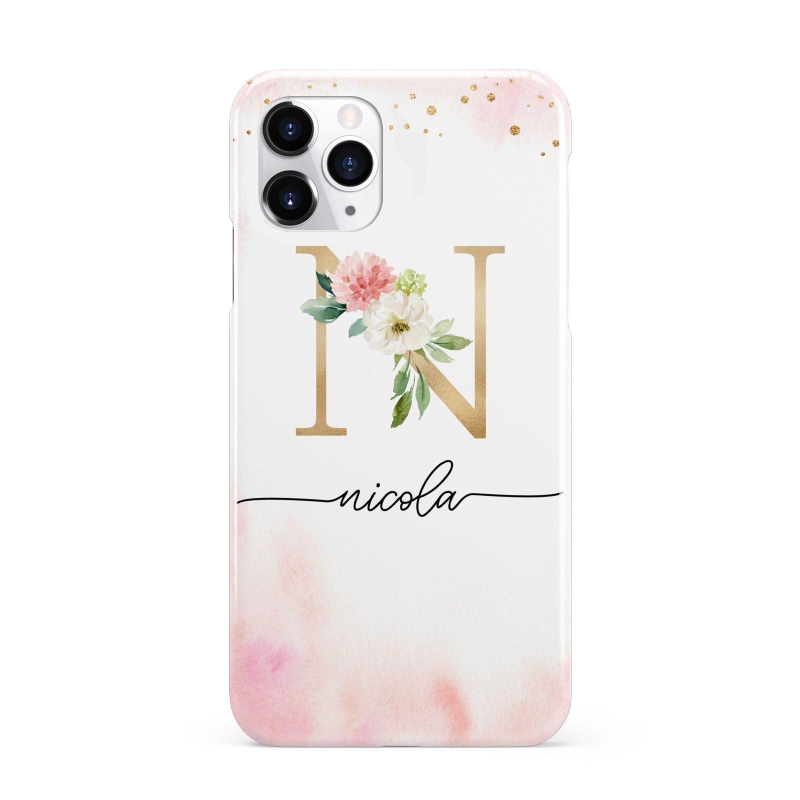 Pink Watercolour Monogram iPhone 11 Pro 3D Snap Case