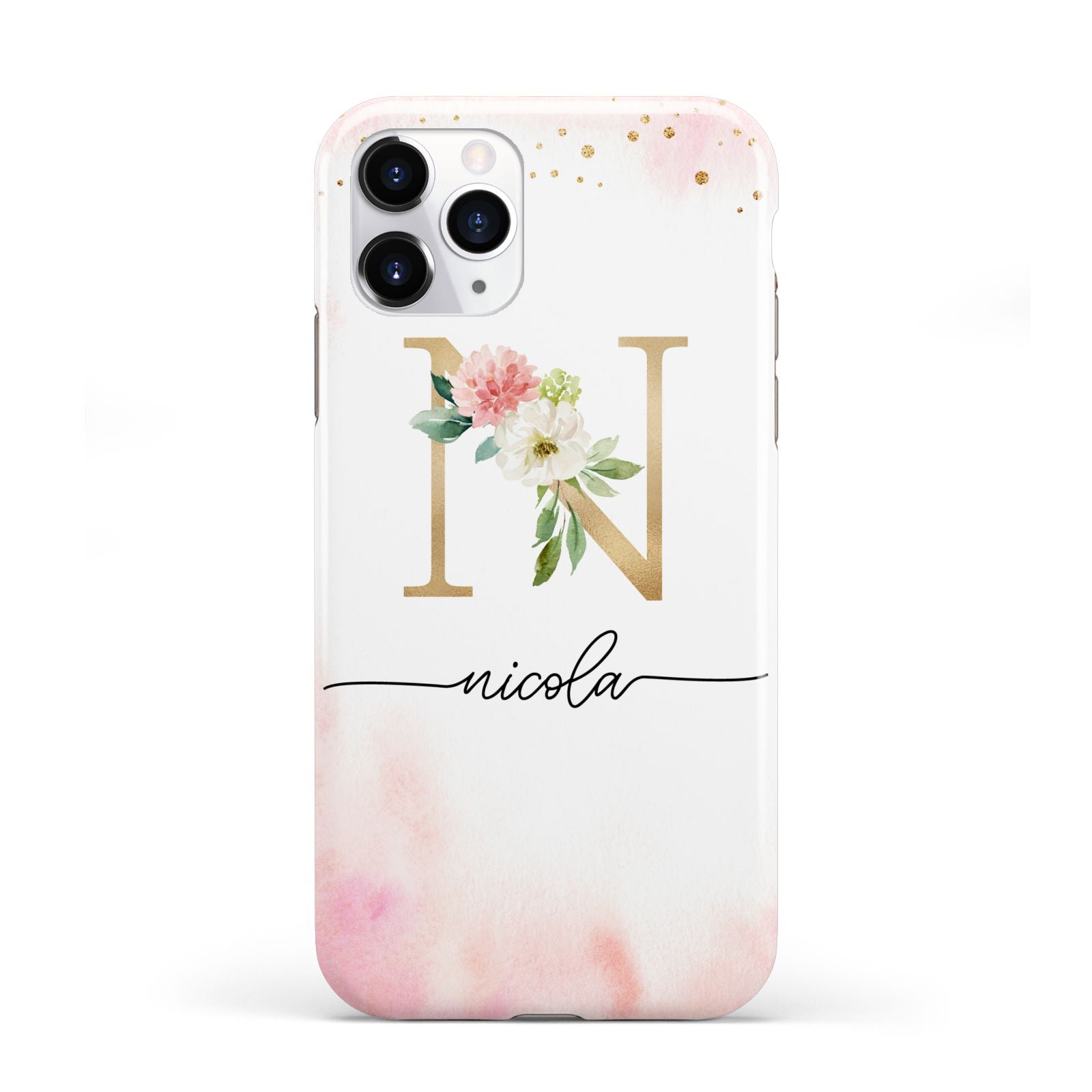 Pink Watercolour Monogram iPhone 11 Pro 3D Tough Case