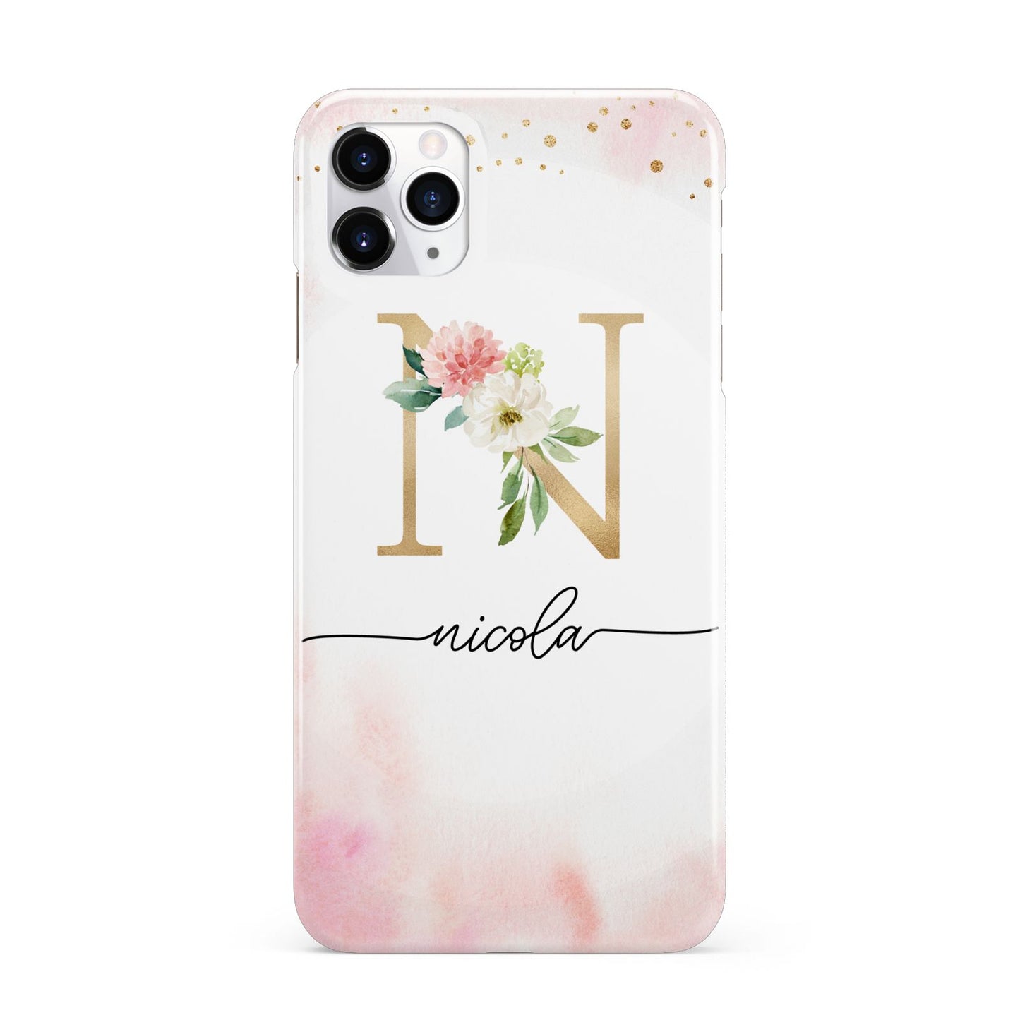 Pink Watercolour Monogram iPhone 11 Pro Max 3D Snap Case