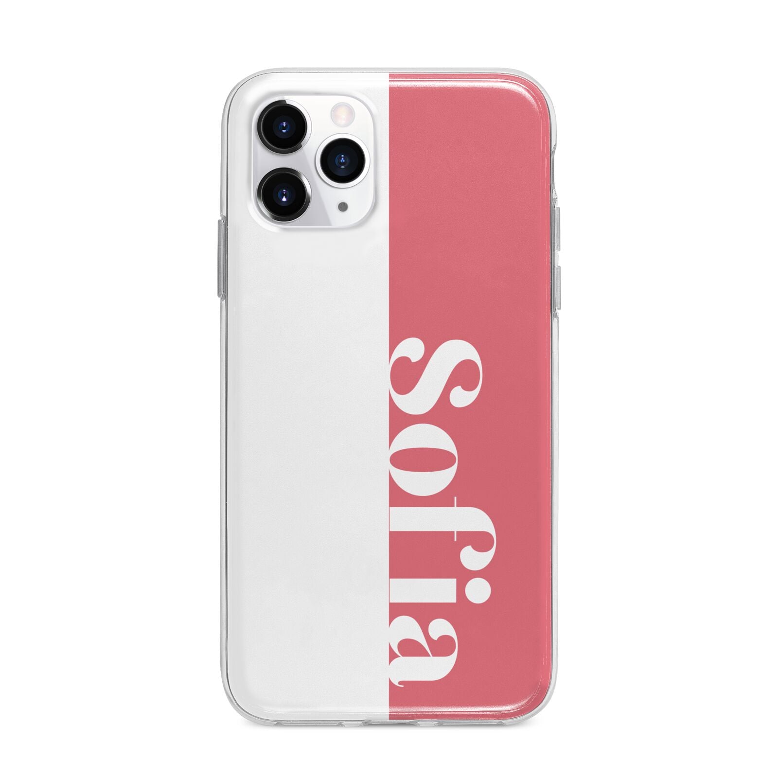 Pink White Personalised Apple iPhone 11 Pro Max in Silver with Bumper Case