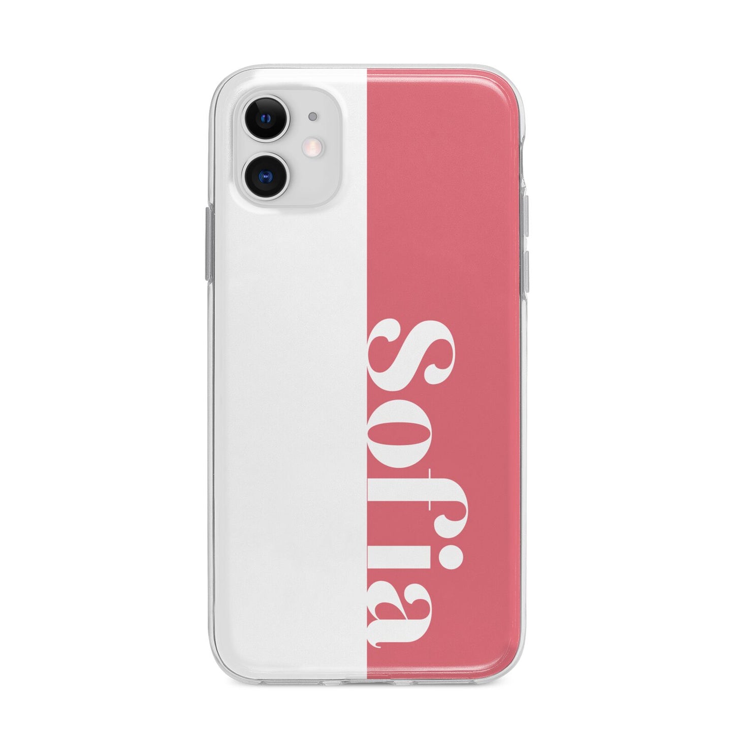 Pink White Personalised Apple iPhone 11 in White with Bumper Case