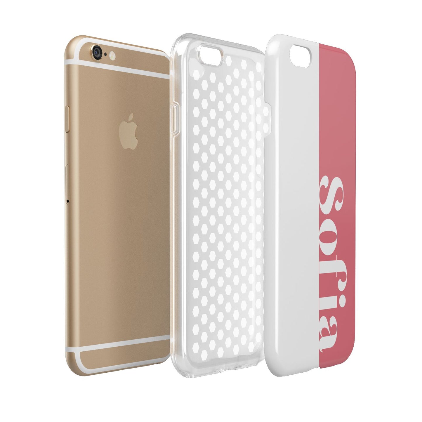 Pink White Personalised Apple iPhone 6 3D Tough Case Expanded view