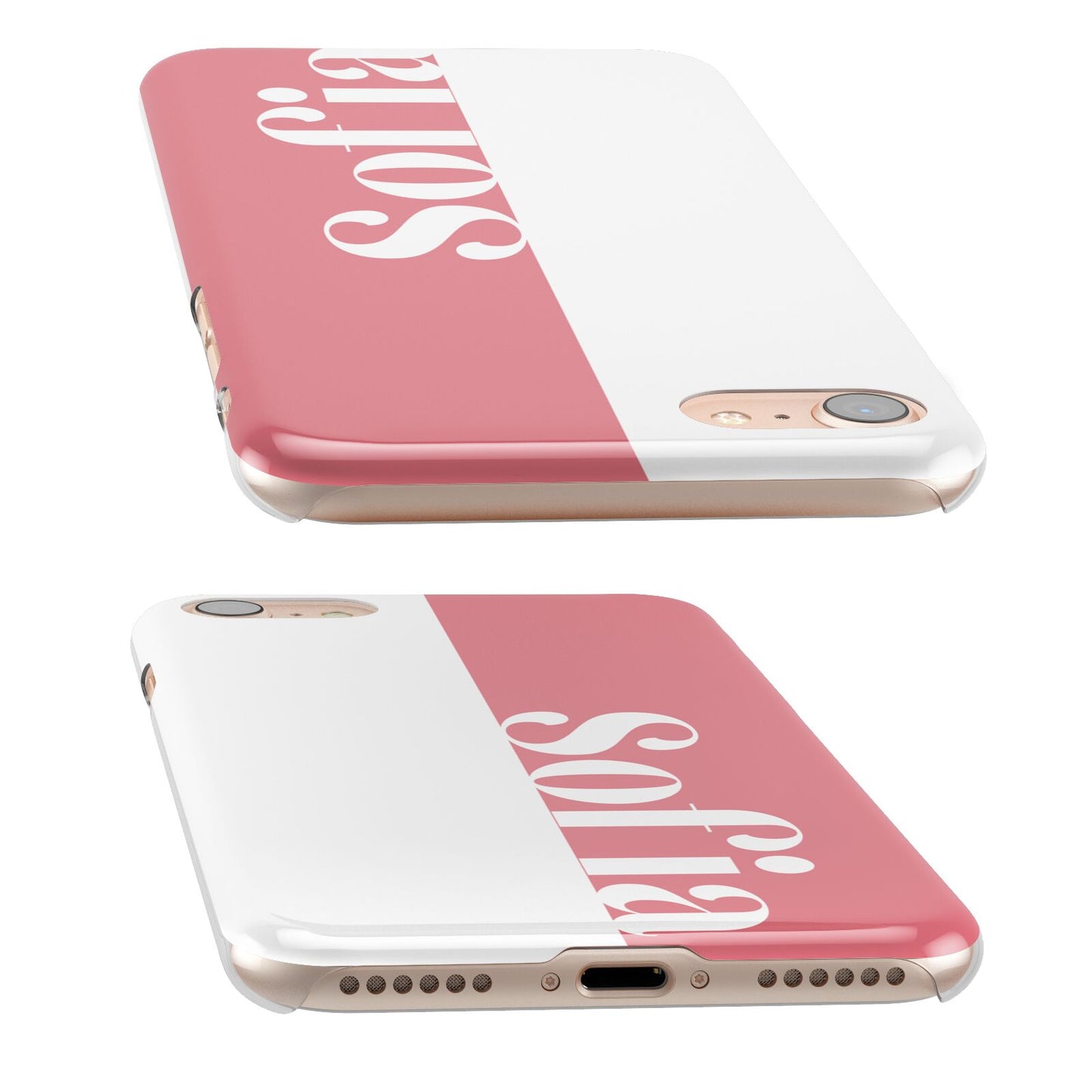 Pink White Personalised Apple iPhone Case Cutouts